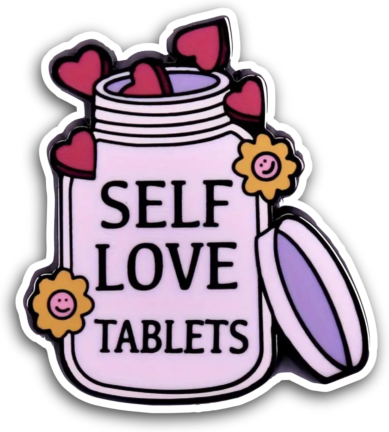 2 (Pieces) 3" and 5" Self Love Tablets Sticker, Waterproof Vinyl Decals for Many Purpose Like Cars, Trucks, Laptops, Phones, Windows and More
