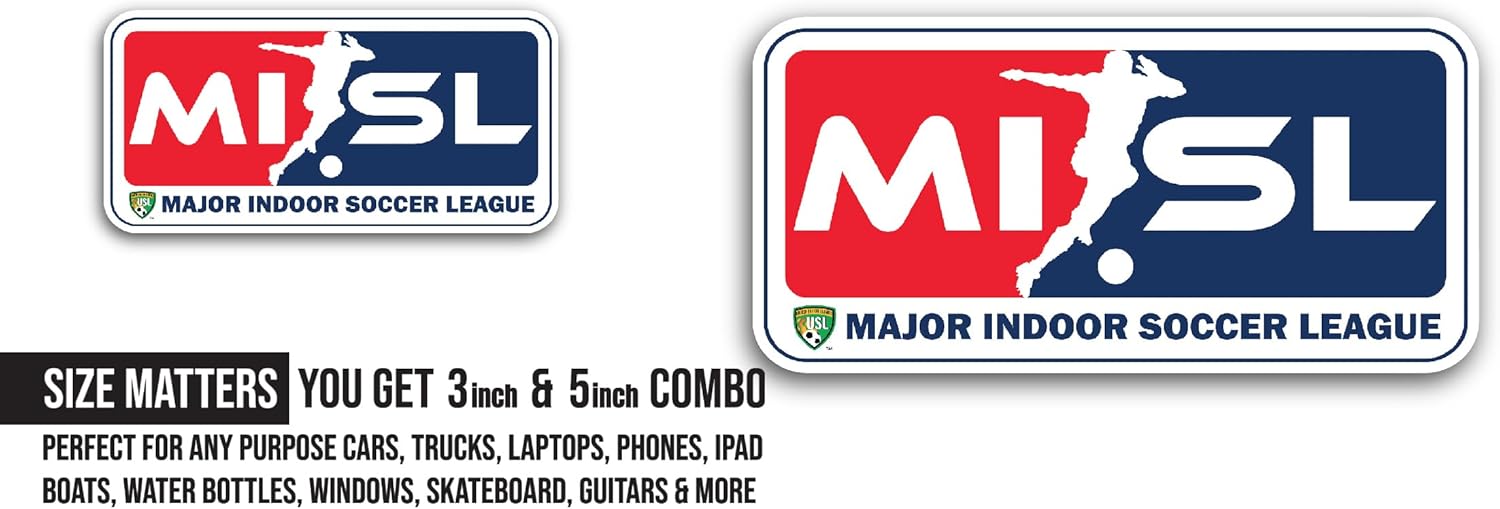 2 (Pieces) 3" and 5" Major Indoor S0ccer League Sticker, Waterproof Vinyl Decals for Many Purpose Like Cars, Trucks, Laptops, Phones, Windows and More