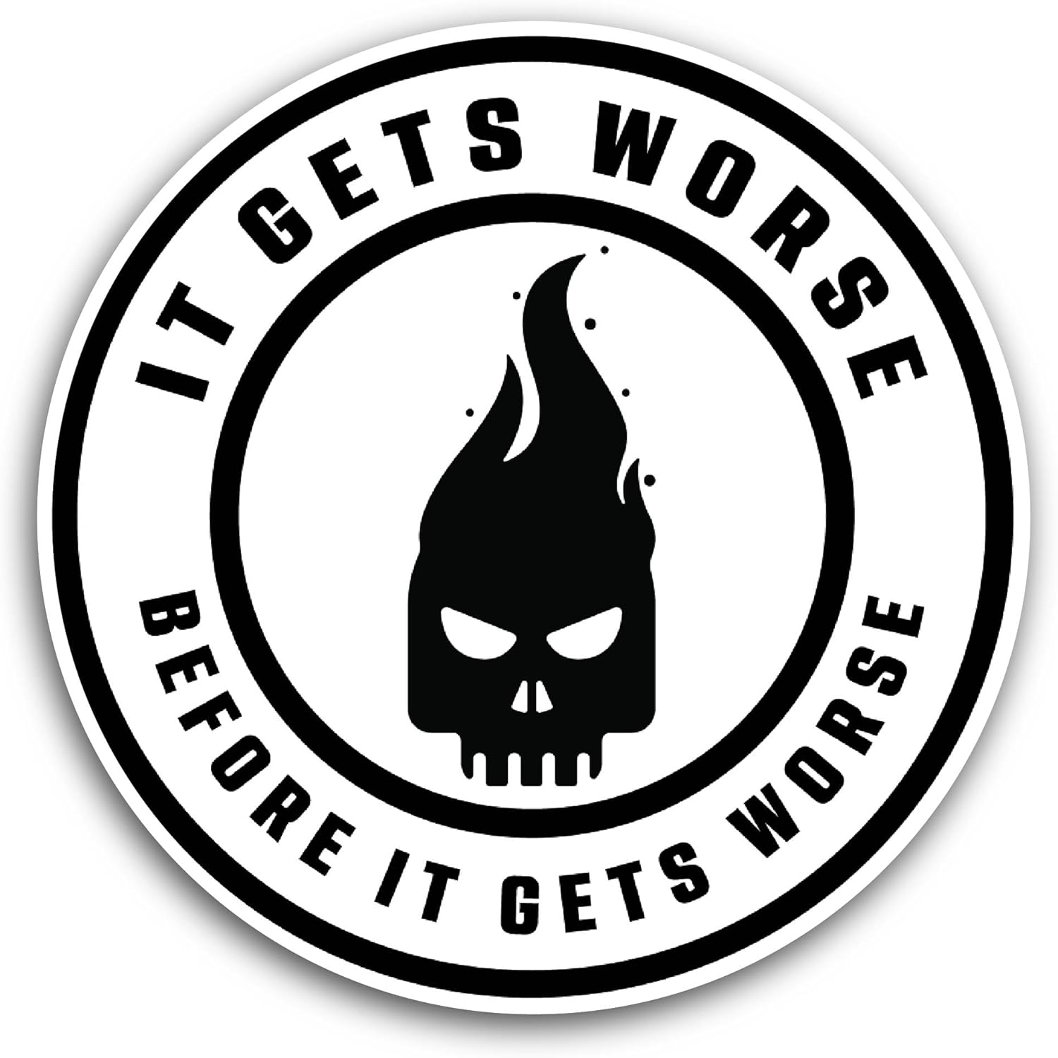2 (Pieces) 3" and 5" It Gets Worse Sticker, Waterproof Vinyl Decals for Many Purpose Like Cars, Trucks, Laptops, Phones, Windows and More