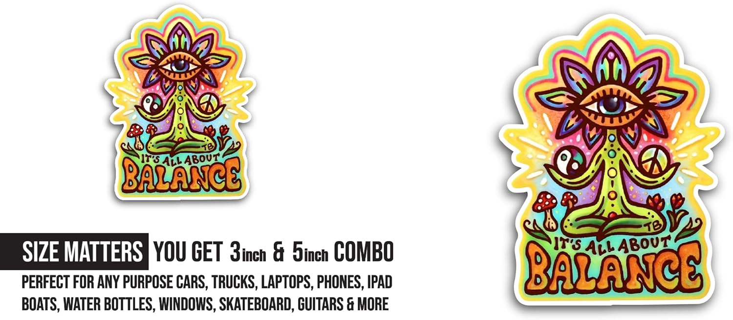 2 (Pieces) 3" and 5" Balance Sticker, Waterproof Vinyl Decals for Many Purpose Like Cars, Trucks, Laptops, Phones, Windows and More
