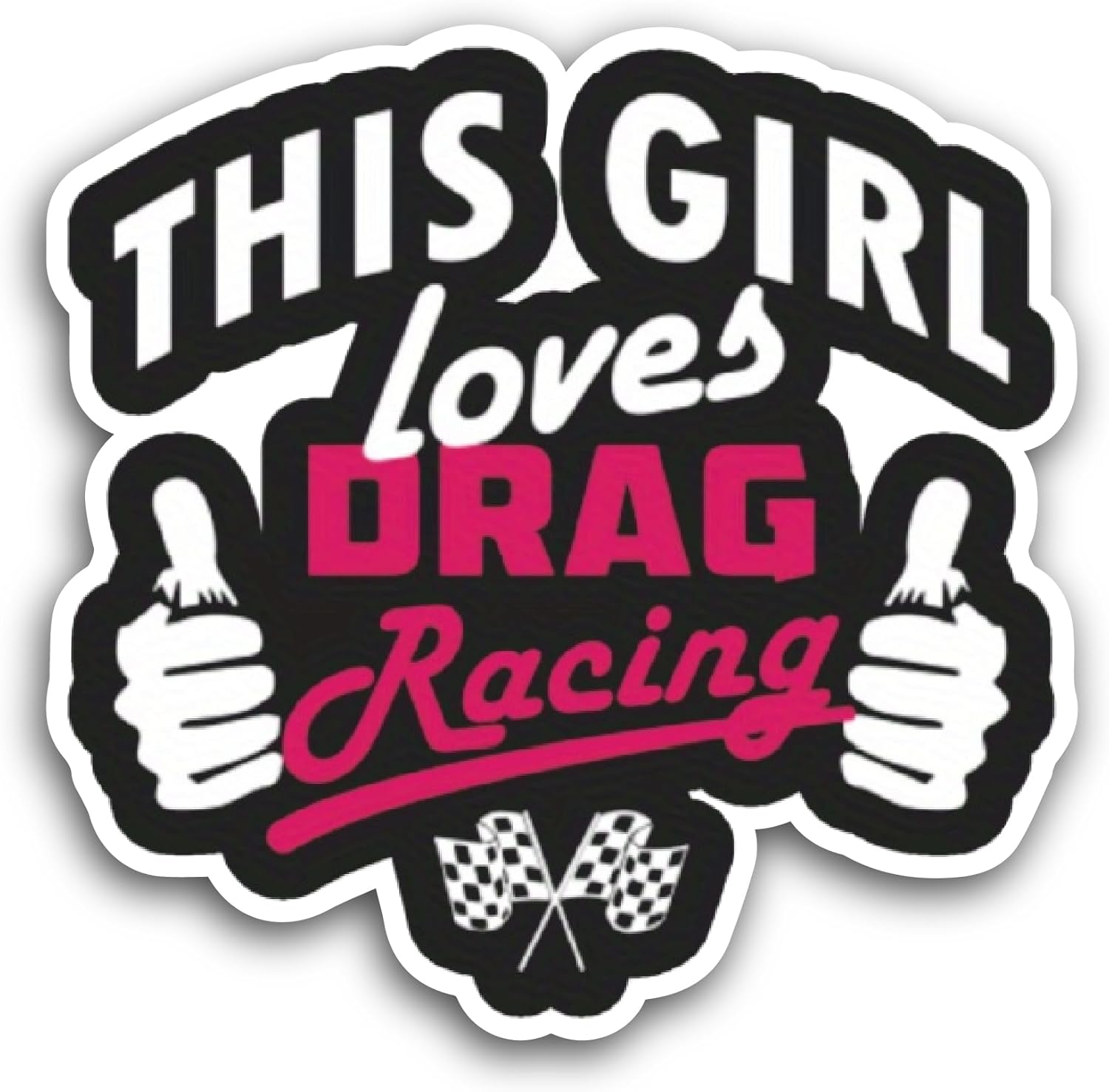 2 (Pieces) 3" and 5" This Girl Loves Drag Racing Sticker, Waterproof Vinyl Decals for Many Purpose Like Cars, Trucks, Laptops, Phones, Windows and More