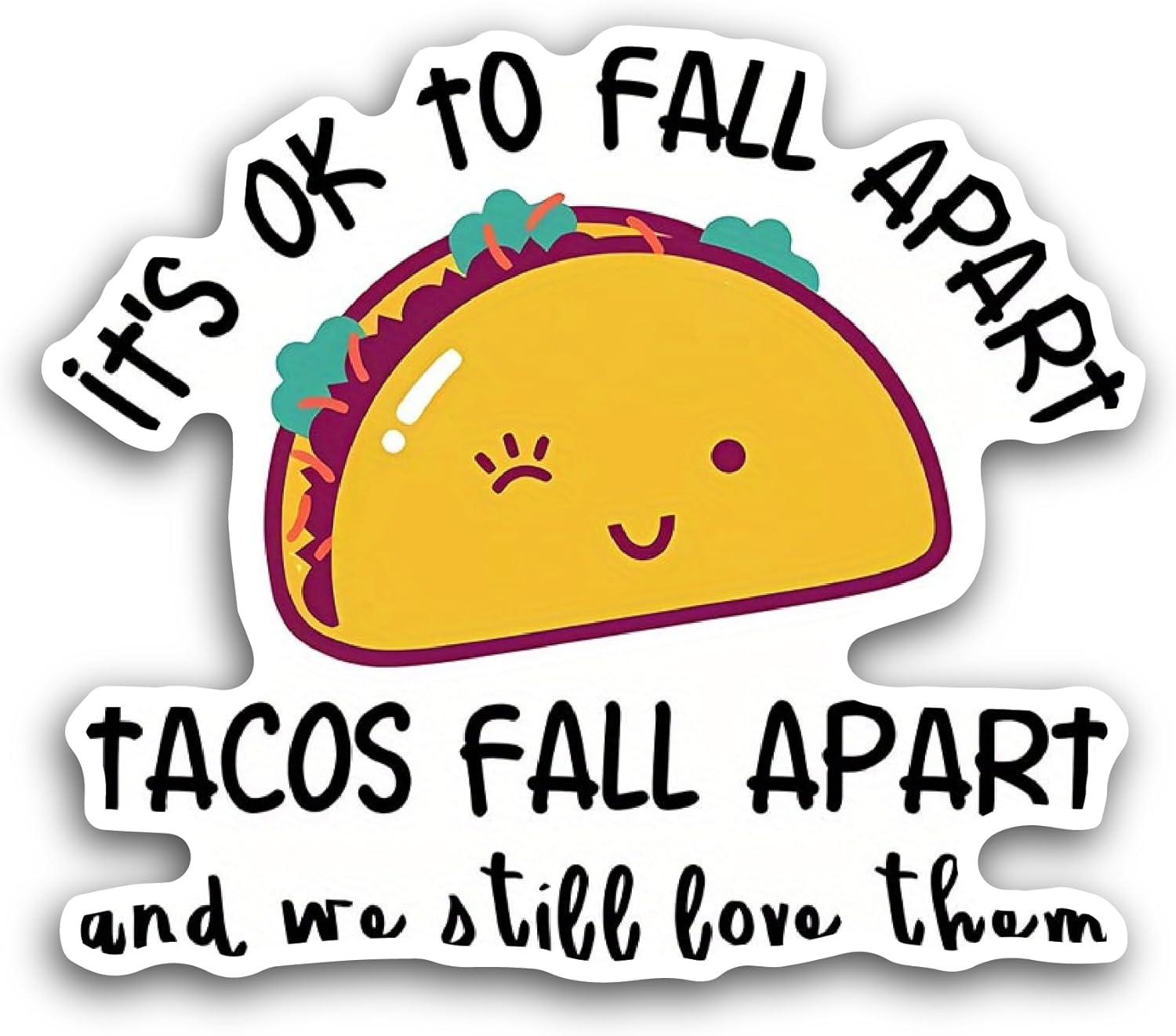 2 (Pieces) 3" and 5" It's Ok to Fall Apart Sticker, Waterproof Vinyl Decals for Many Purpose Like Cars, Trucks, Laptops, Phones, Windows and More