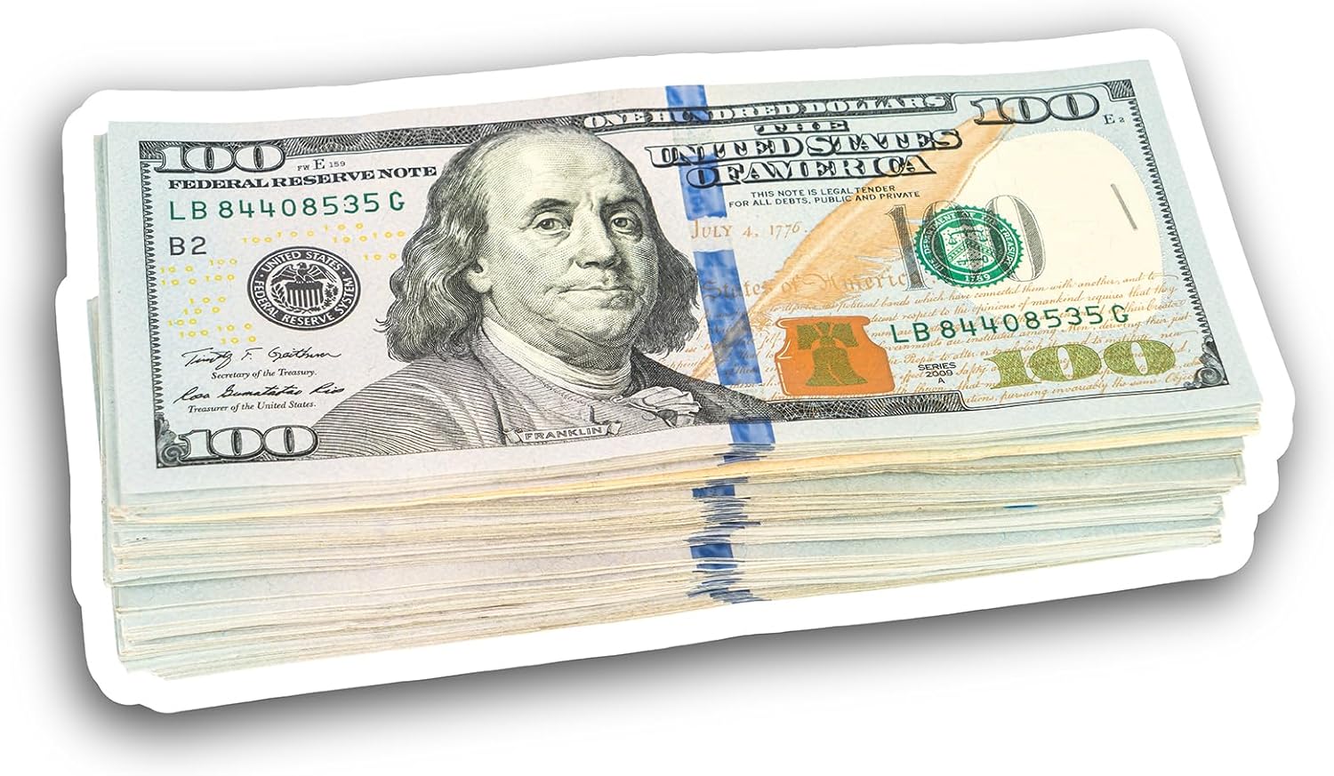 2 (Pieces) 3" and 5" Money Design Decals Sticker, Quality Waterproof Vinyl Decals for Many Purpose Like Cars, Trucks, Laptops, Phones, Windows and More