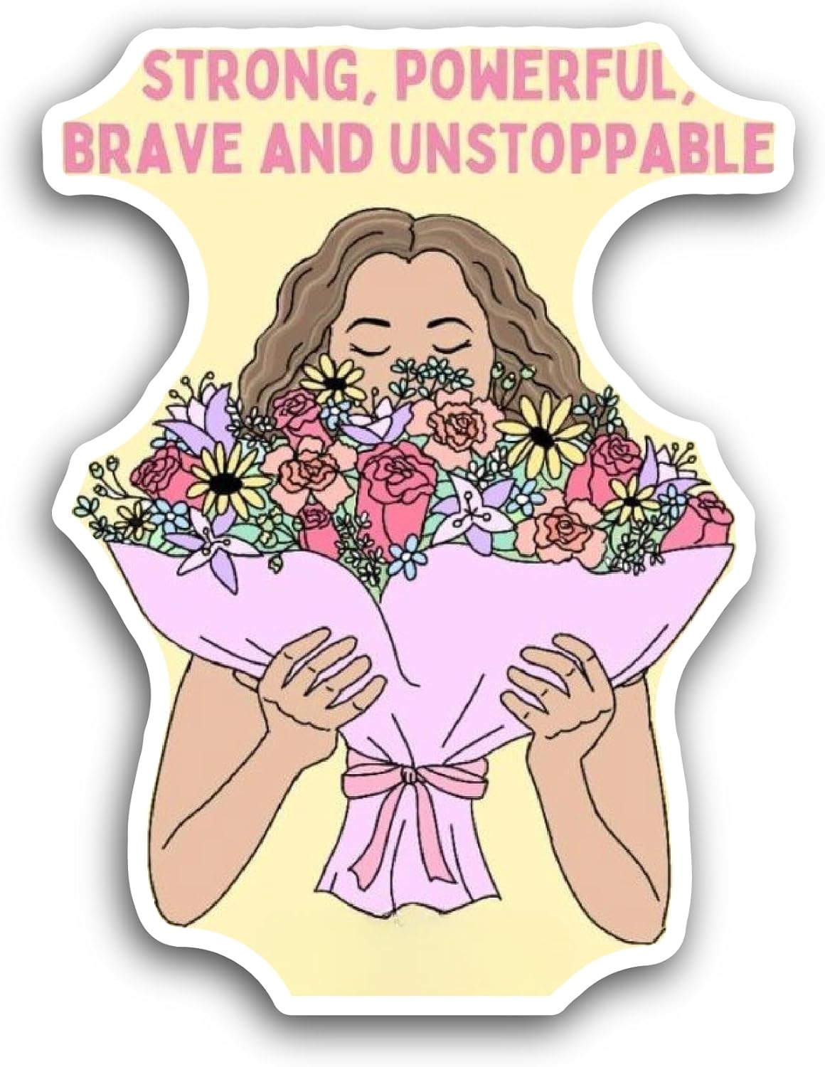 2 (Pieces) 3" and 5" Girl Holding Flowers Sticker, Waterproof Vinyl Decals for Many Purpose Like Cars, Trucks, Laptops, Phones, Windows and More