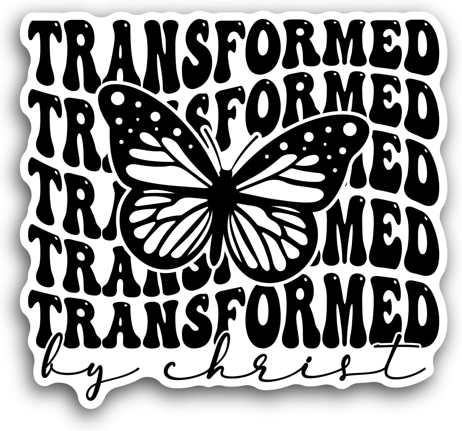 2 (Pieces) 3" and 5" Transformed Text with Butterfly Sticker, Waterproof Vinyl Decals for Many Purpose Like Cars, Trucks, Laptops, Phones, Windows and More