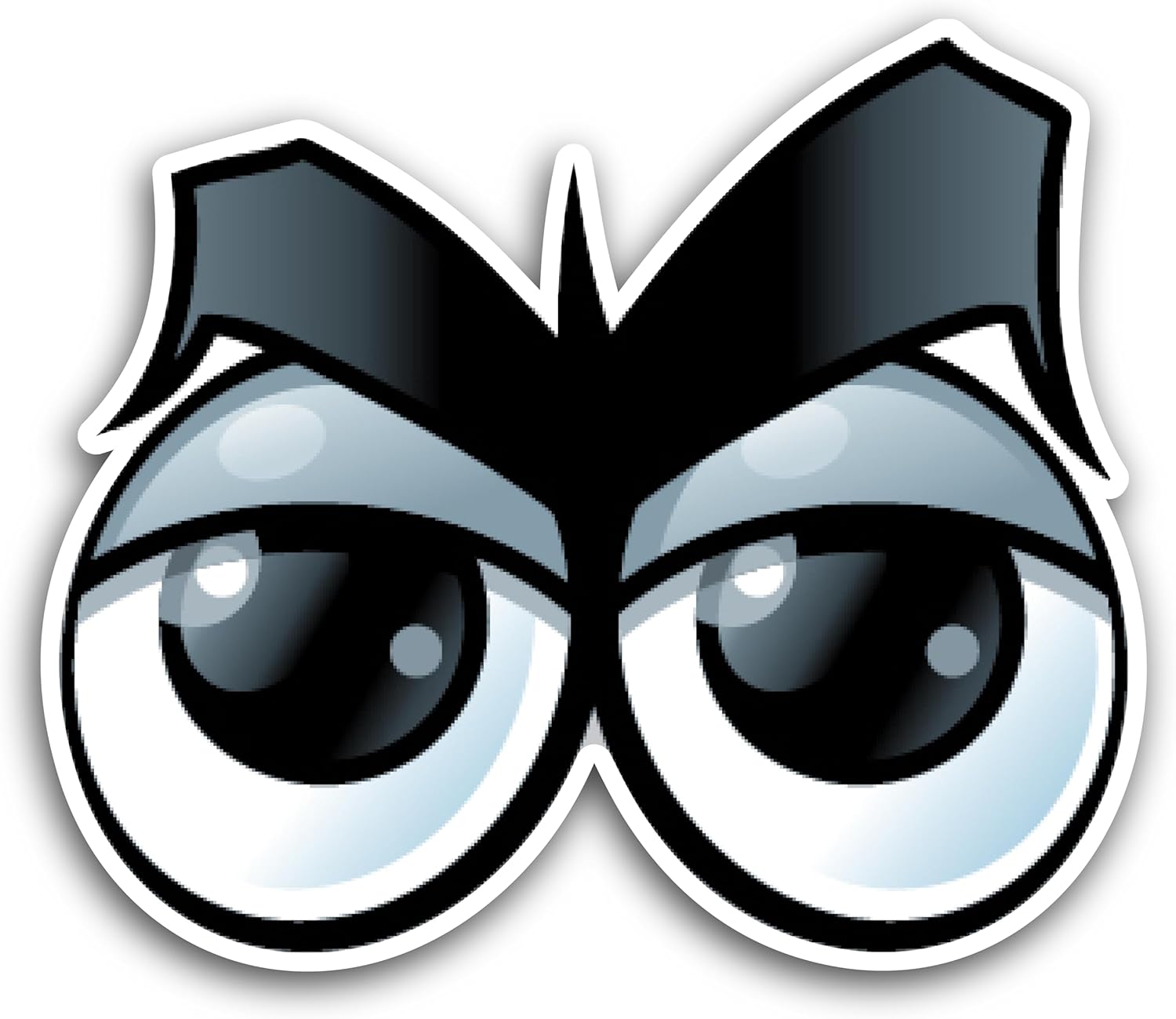 2 (Pieces) 3" and 5" Stary Look Eyes with Eyebrows Decal Sticker, Waterproof Vinyl Decals for Many Purpose Like Cars, Trucks, Laptops, Phones, Windows and More