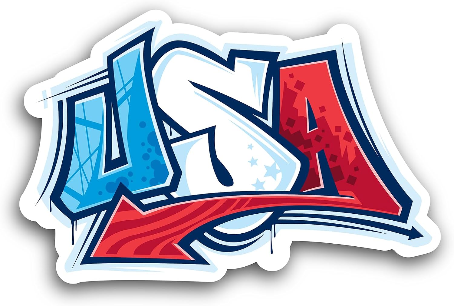 2 (Pieces) 3" and 5" USA Word Sticker, Waterproof Vinyl Decals for Many Purpose Like Cars, Trucks, Laptops, Phones, Windows and More