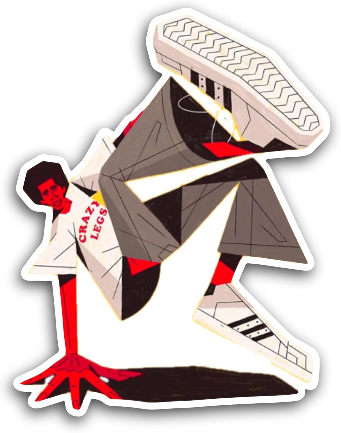2 (Pieces) 3" and 5" Cartoon Crazy Legs Sticker, Waterproof Vinyl Decals for Many Purpose Like Cars, Trucks, Laptops, Phones, Windows and More