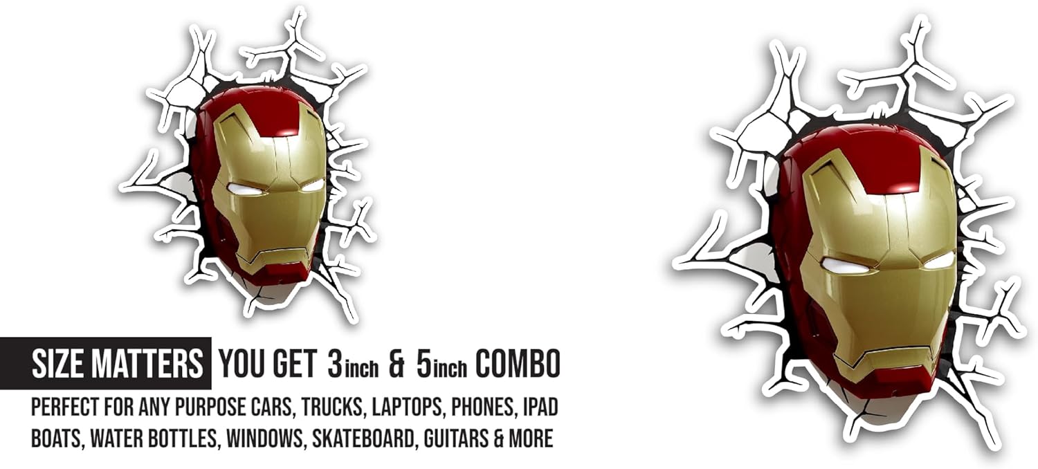 2 (Pieces) 3" and 5" Gold and Red Helmet Sticker, Waterproof Vinyl Decals for Many Purpose Like Cars, Trucks, Laptops, Phones, Windows and More