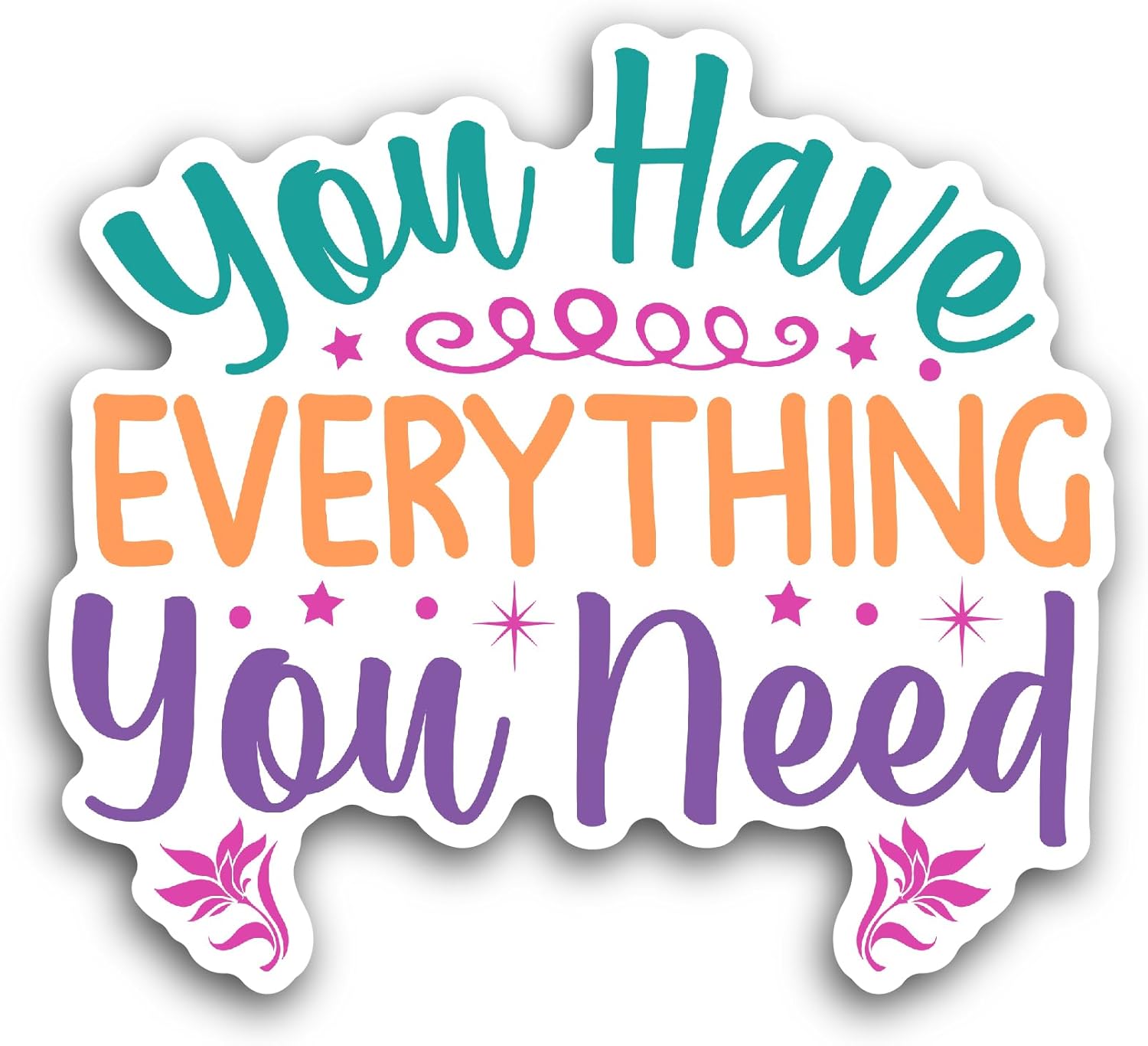 2 (Pieces) 3" and 5" You Have Everything You Need Sticker, Waterproof Vinyl Decals for Many Purpose Like Cars, Trucks, Laptops, Phones, Windows and More