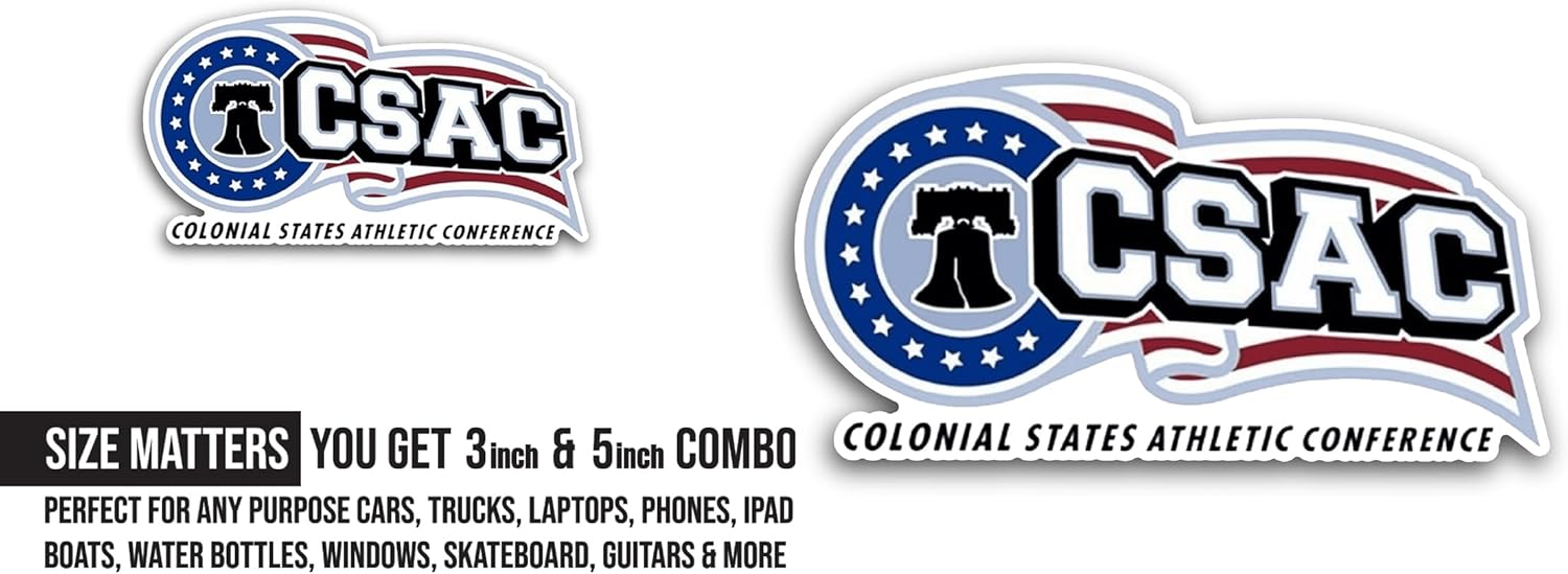 2 (Pieces) 3" and 5" C0lonial States Athletic Conference Sticker, Waterproof Vinyl Decals for Many Purpose Like Cars, Trucks, Laptops, Phones, Windows and More
