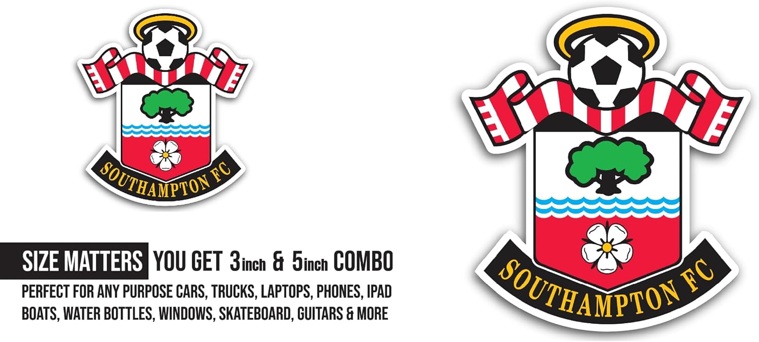 2 (Pieces) 3" and 5" Southampt0n Fc Sticker, Waterproof Vinyl Decals for Many Purpose Like Cars, Trucks, Laptops, Phones, Windows and More