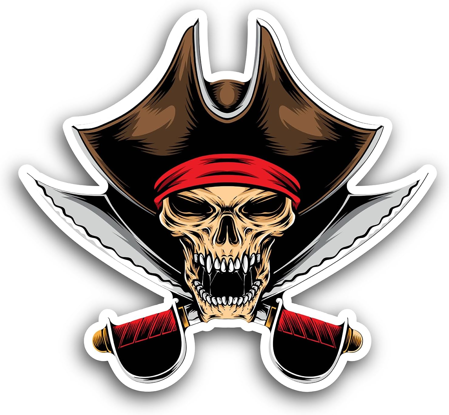 2 (Pieces) 3" and 5" Crossbone Skull Pirate Sticker, Waterproof Vinyl Decals for Many Purpose Like Cars, Trucks, Laptops, Phones, Windows and More