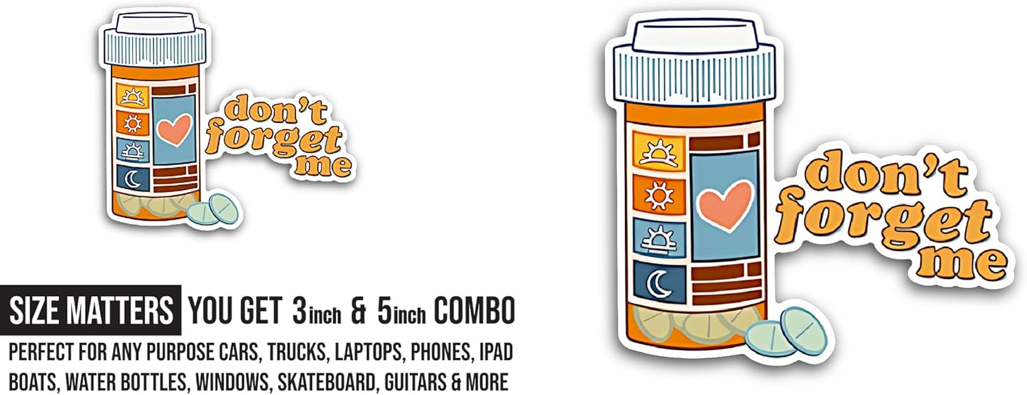 2 (Pieces) 3" and 5" Don't Forget Sticker, Waterproof Vinyl Decals for Many Purpose Like Cars, Trucks, Laptops, Phones, Windows and More
