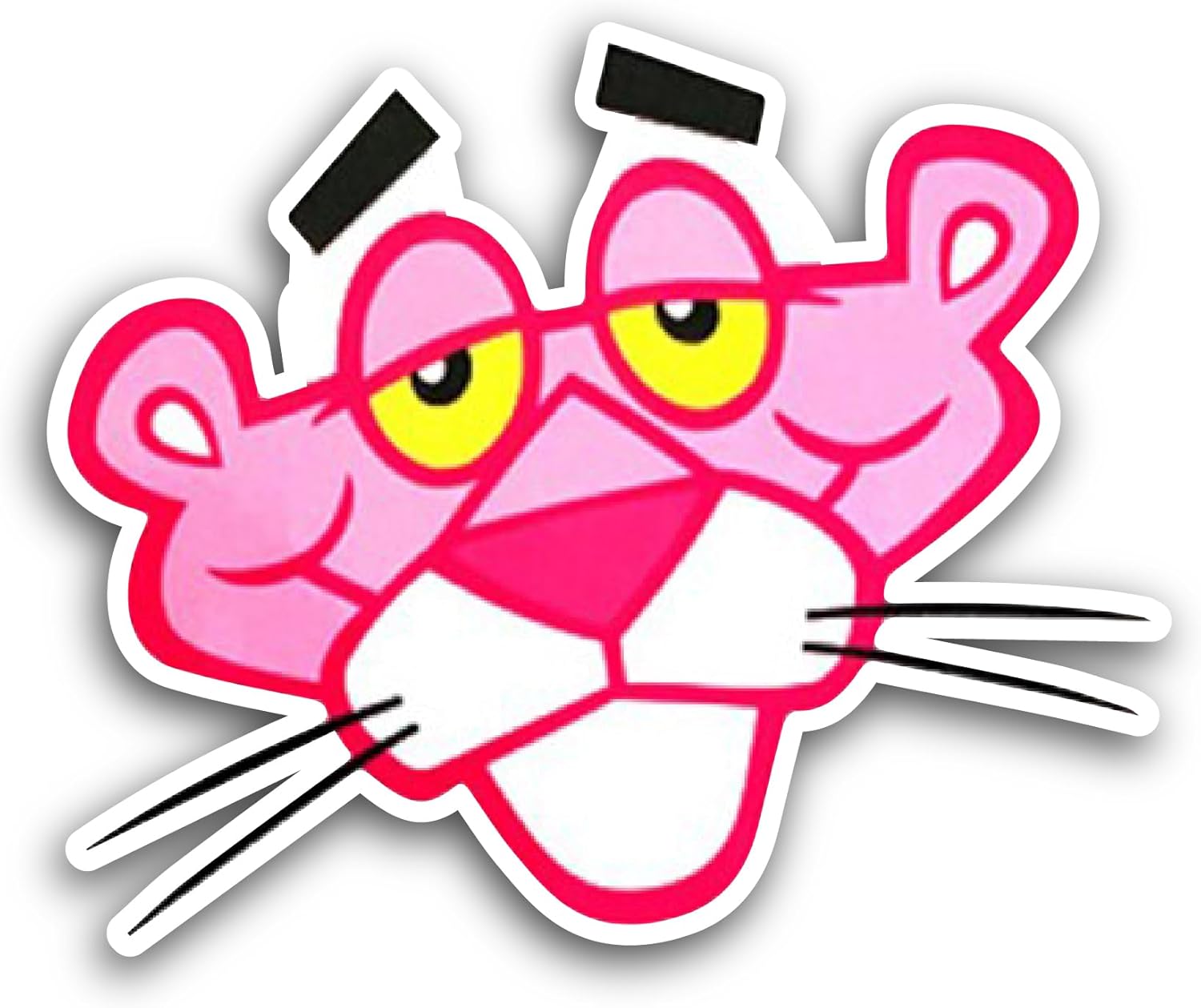 2 (Pieces) 3" and 5" Pink Color Panther Face Sticker, Waterproof Vinyl Decals for Many Purpose Like Cars, Trucks, Laptops, Phones, Windows and More