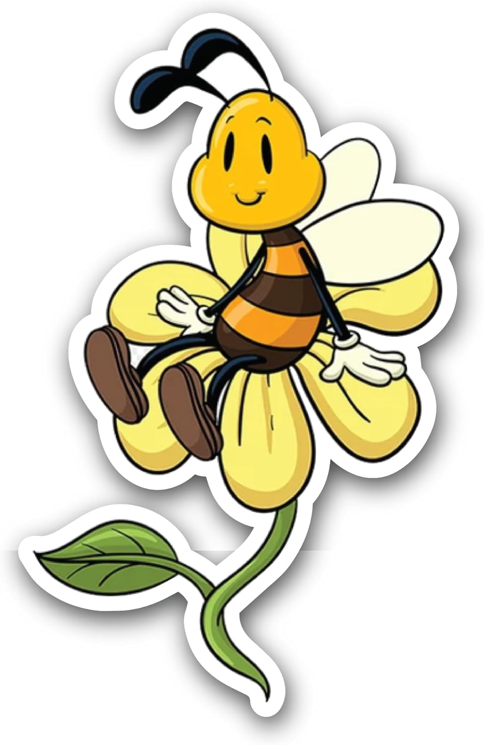 2 (Pieces) 3" and 5" Bee On Flower Sticker, Waterproof Vinyl Decals for Many Purpose Like Cars, Trucks, Laptops, Phones, Windows and More