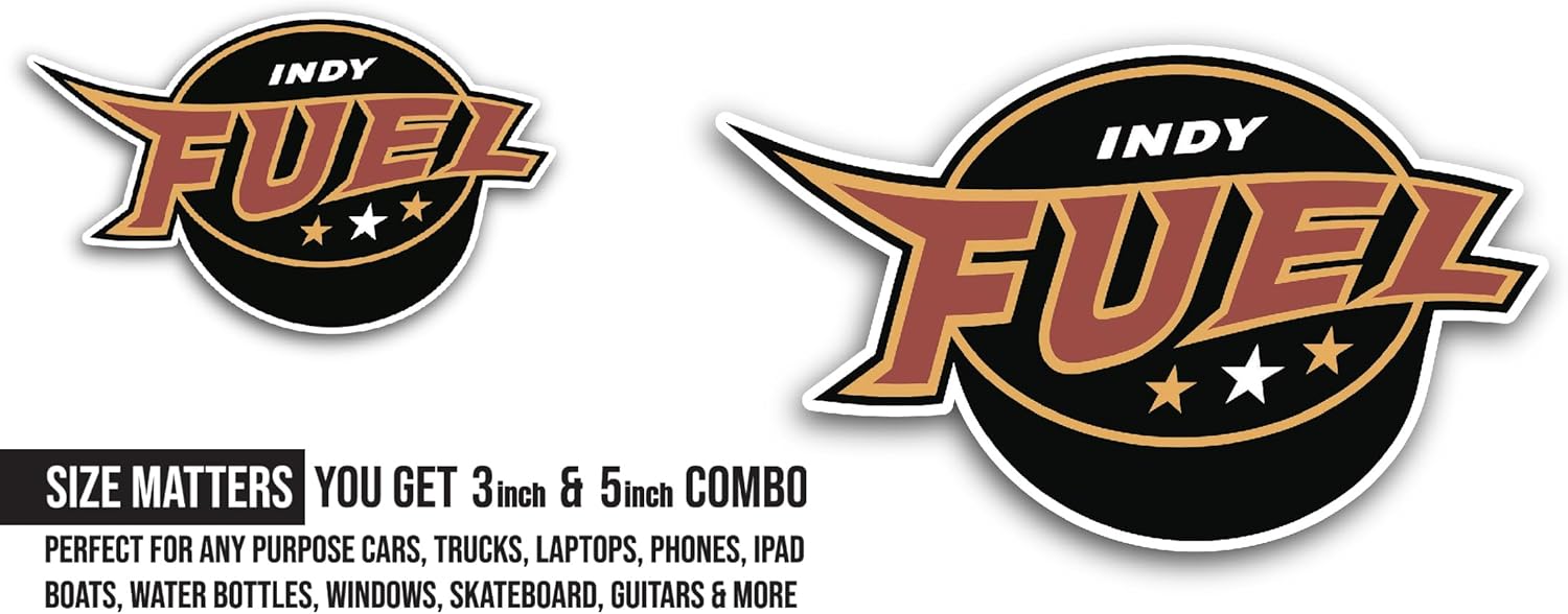 2 (Pieces) 3" and 5" Indy Fu3l Sticker, Waterproof Vinyl Decals for Many Purpose Like Cars, Trucks, Laptops, Phones, Windows and More