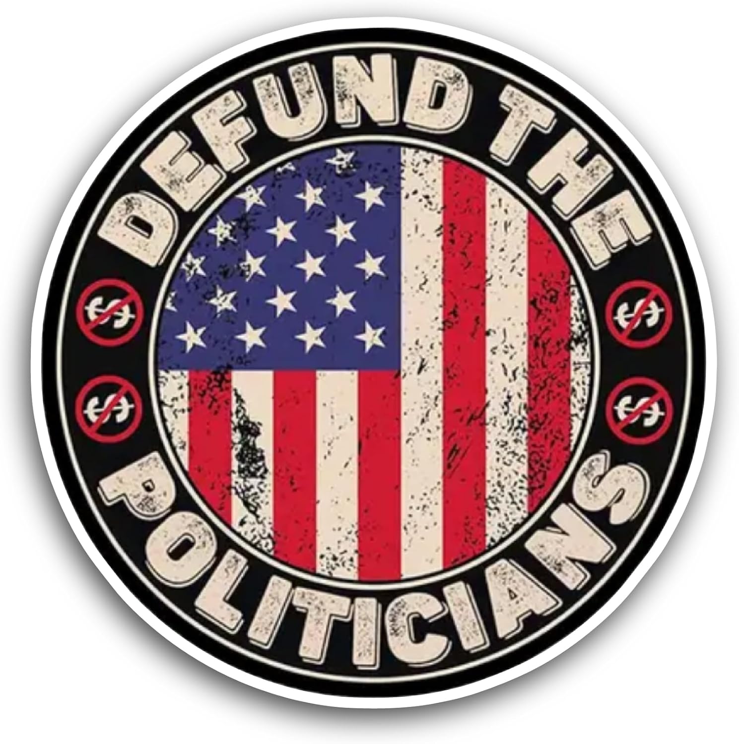 2 (Pieces) 3" and 5" Defund The Politician Sticker, Waterproof Vinyl Decals for Many Purpose Like Cars, Trucks, Laptops, Phones, Windows and More