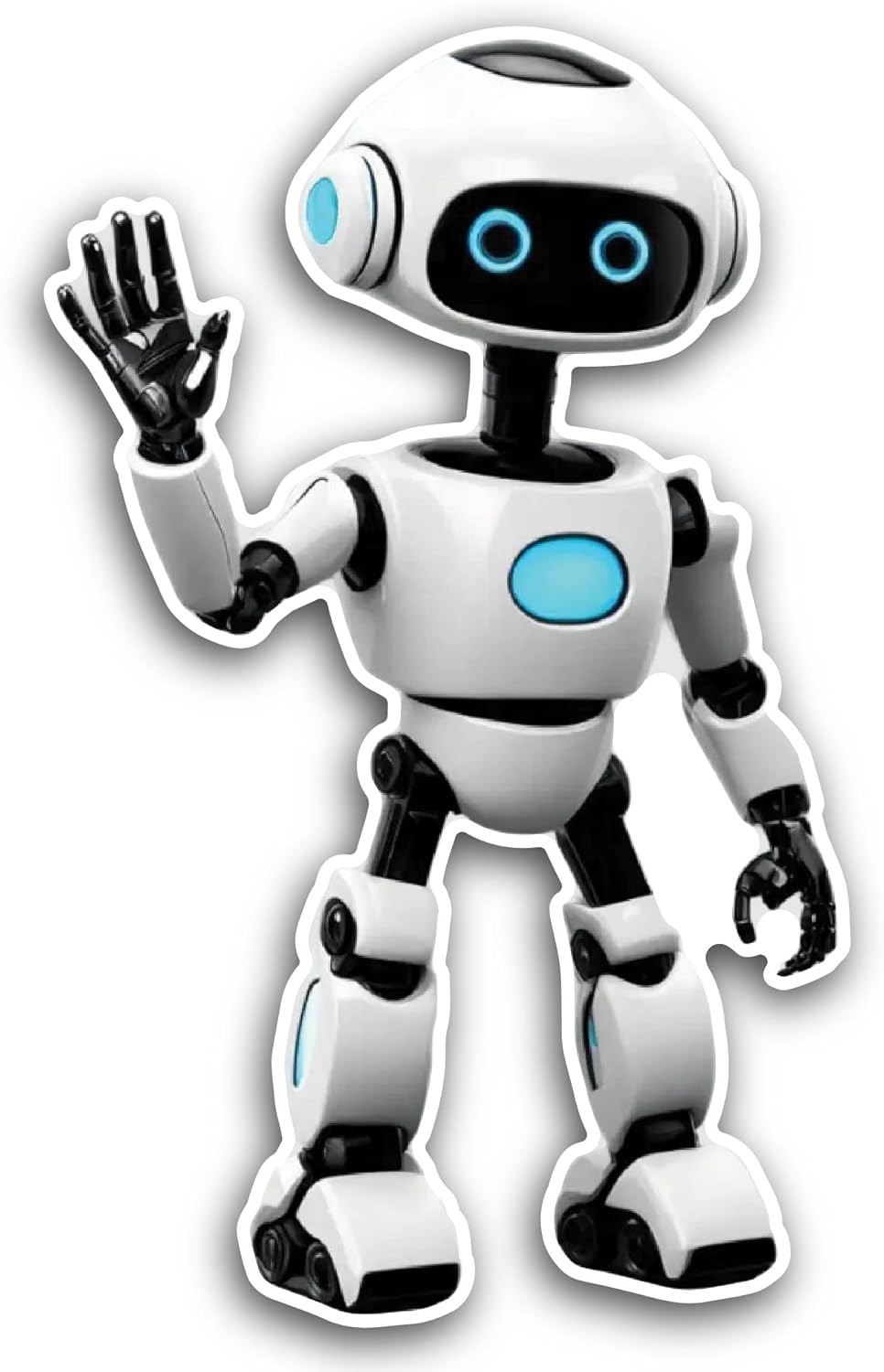 2 (Pieces) 3" and 5" Cute Robot Sticker, Waterproof Vinyl Decals for Many Purpose Like Cars, Trucks, Laptops, Phones, Windows and More