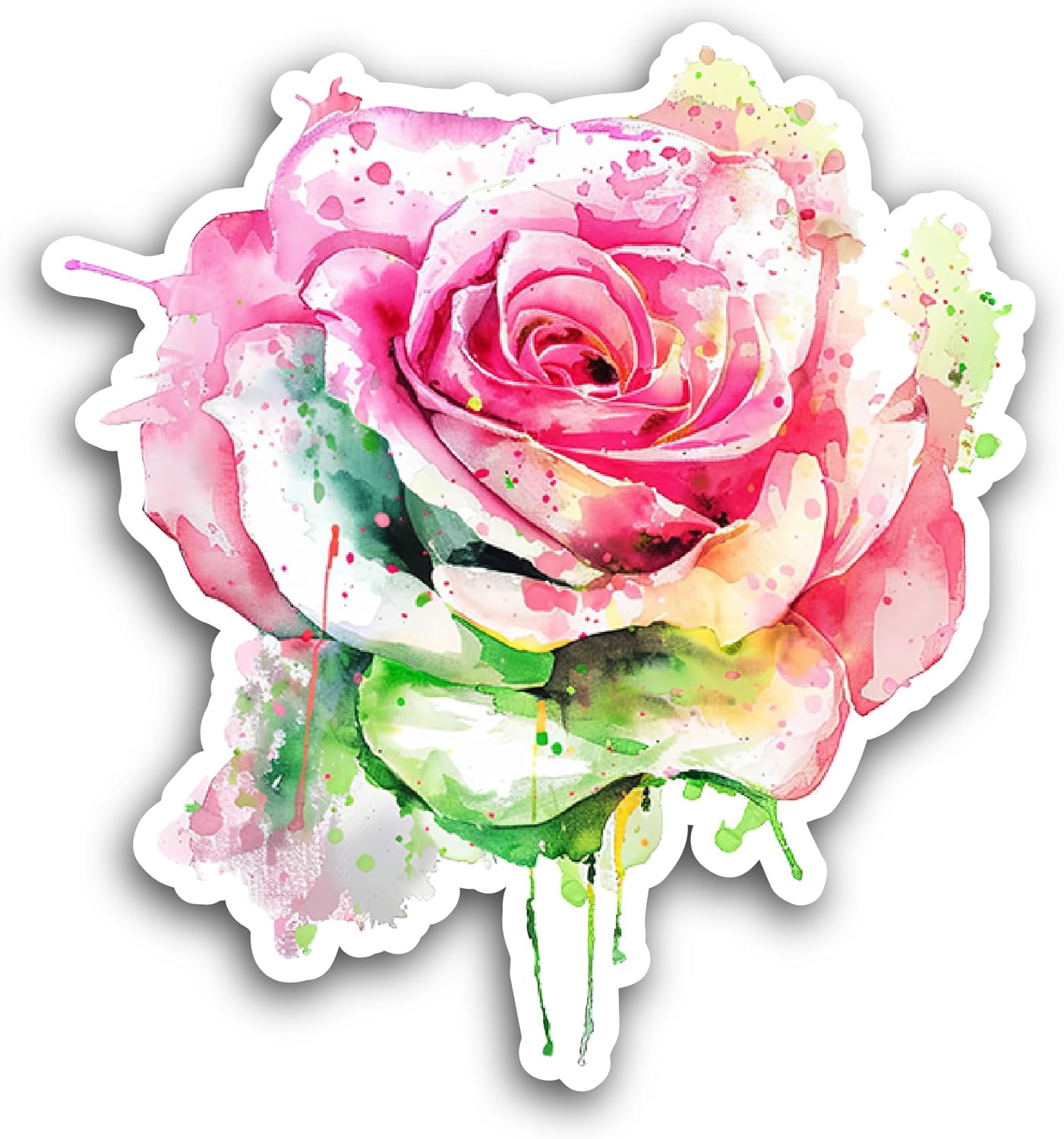 2 (Pieces) 3" and 5" Pink Rose Sticker, Waterproof Vinyl Decals for Many Purpose Like Cars, Trucks, Laptops, Phones, Windows and More