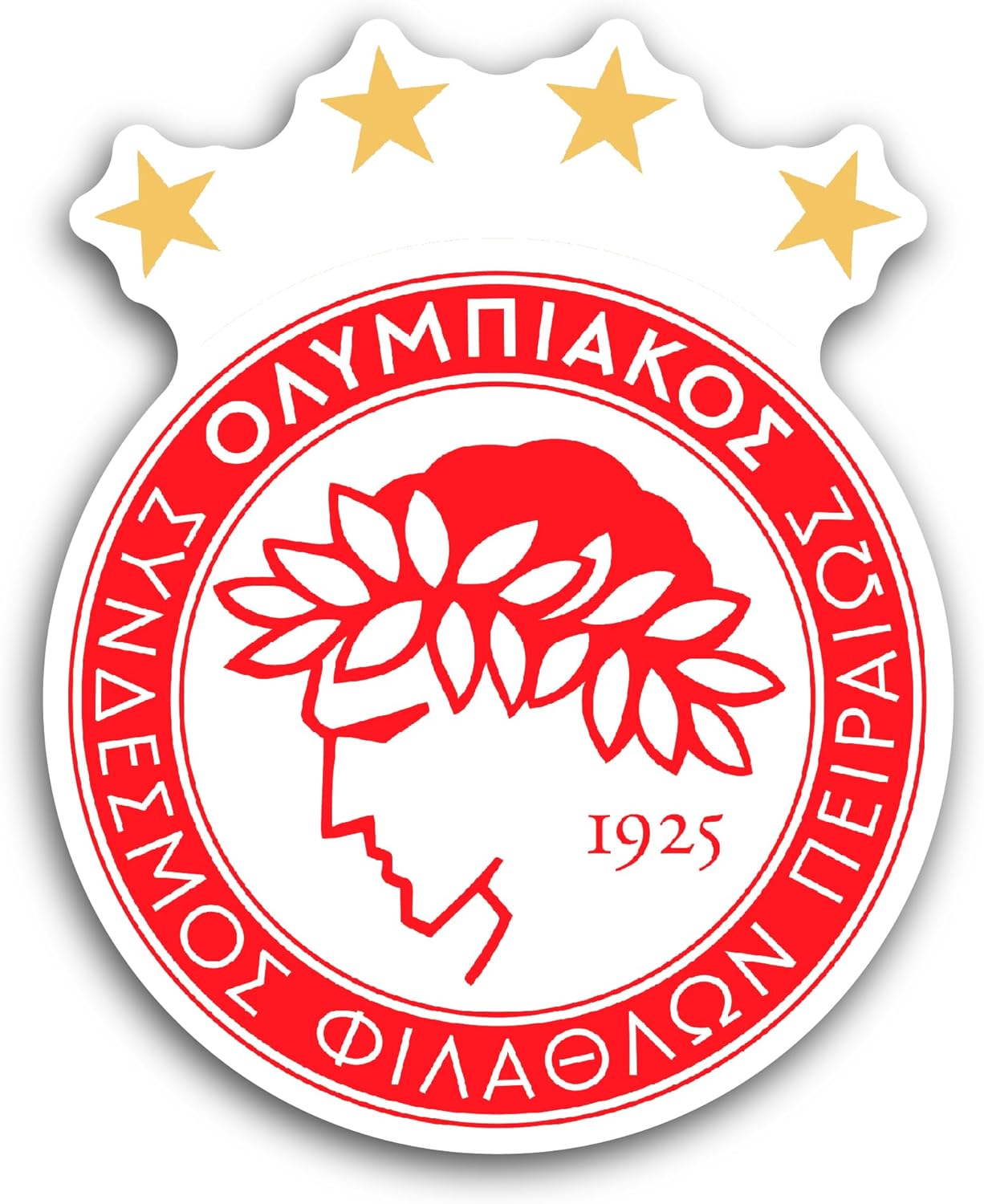 2 (Pieces) 3" and 5" Olympiac0s FC Sticker, Waterproof Vinyl Decals for Many Purpose Like Cars, Trucks, Laptops, Phones, Windows and More