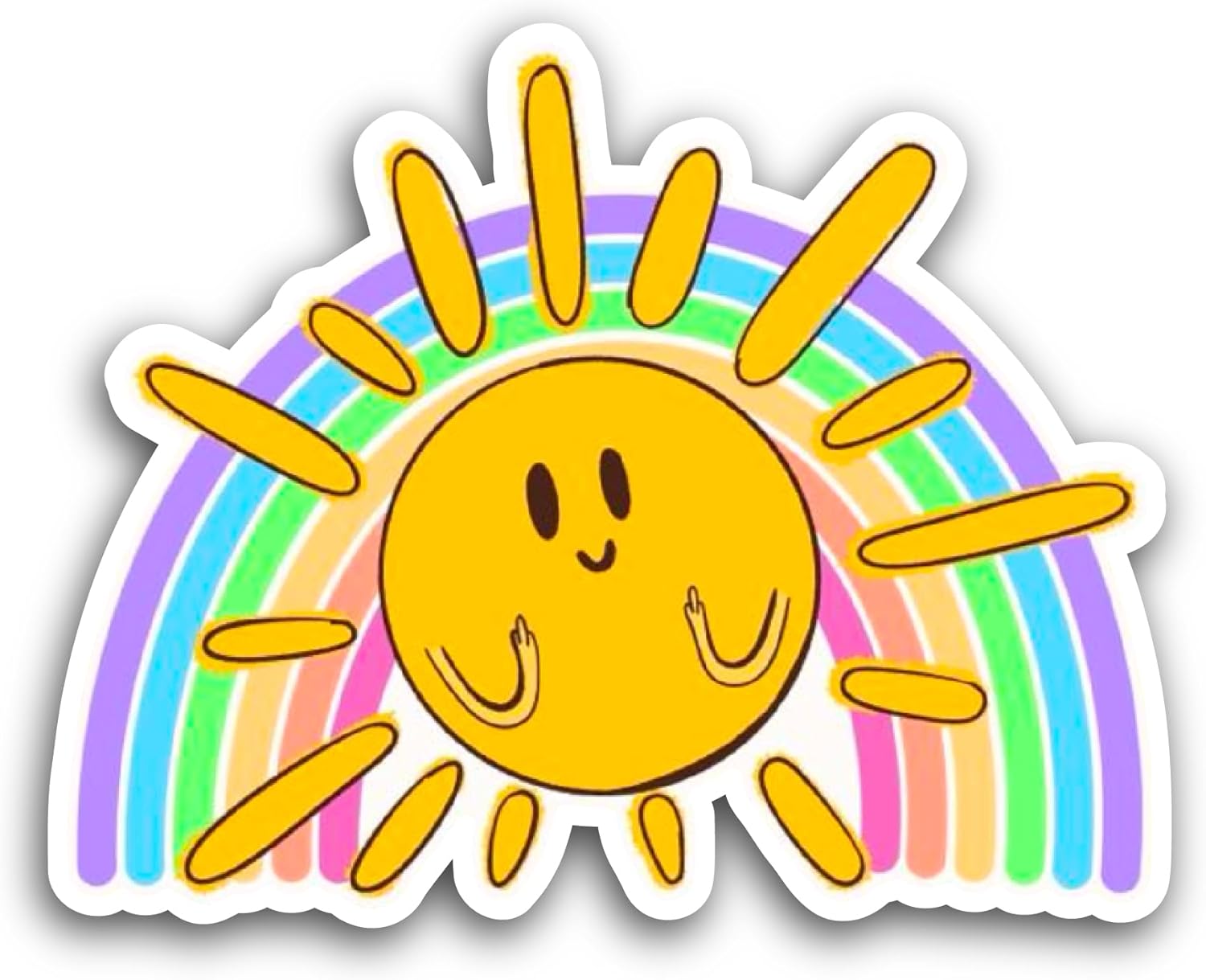 2 (Pieces) 3" and 5" Rainbow Sun Sticker, Waterproof Vinyl Decals for Many Purpose Like Cars, Trucks, Laptops, Phones, Windows and More