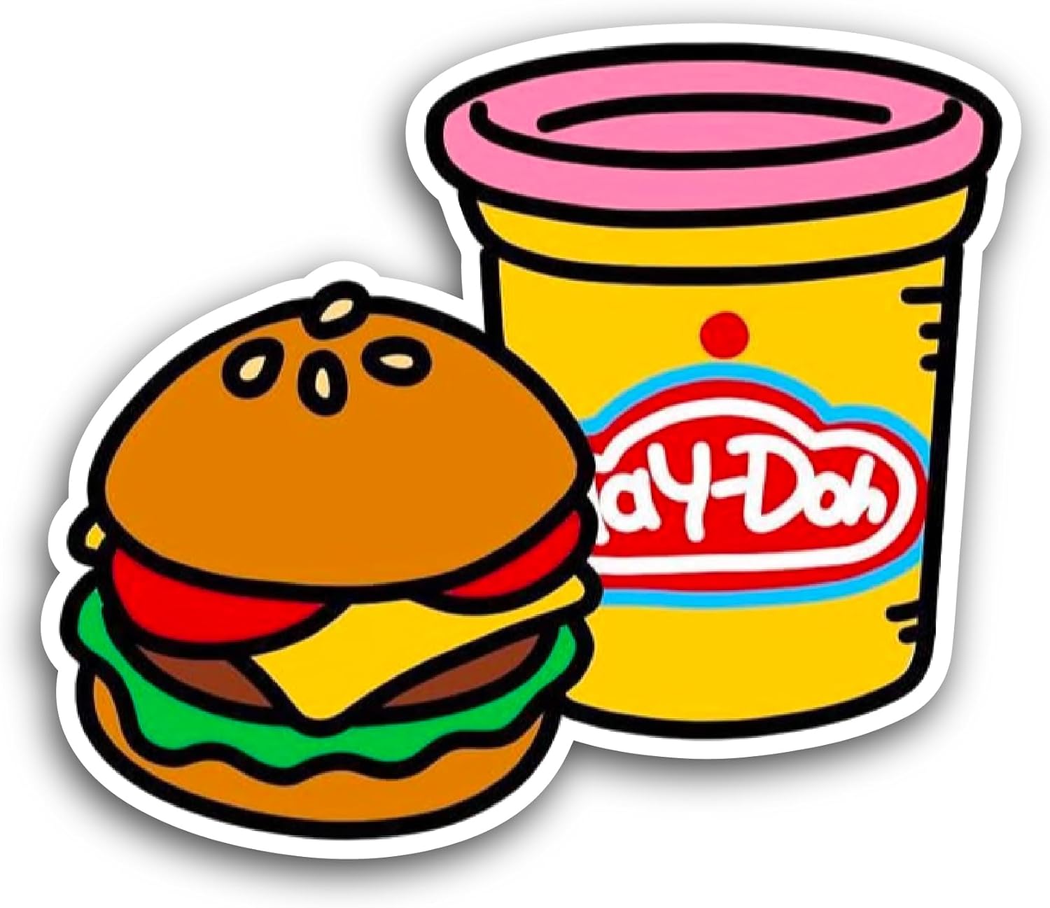 2 (Pieces) 3" and 5" Cartoon Burger Sticker, Waterproof Vinyl Decals for Many Purpose Like Cars, Trucks, Laptops, Phones, Windows and More
