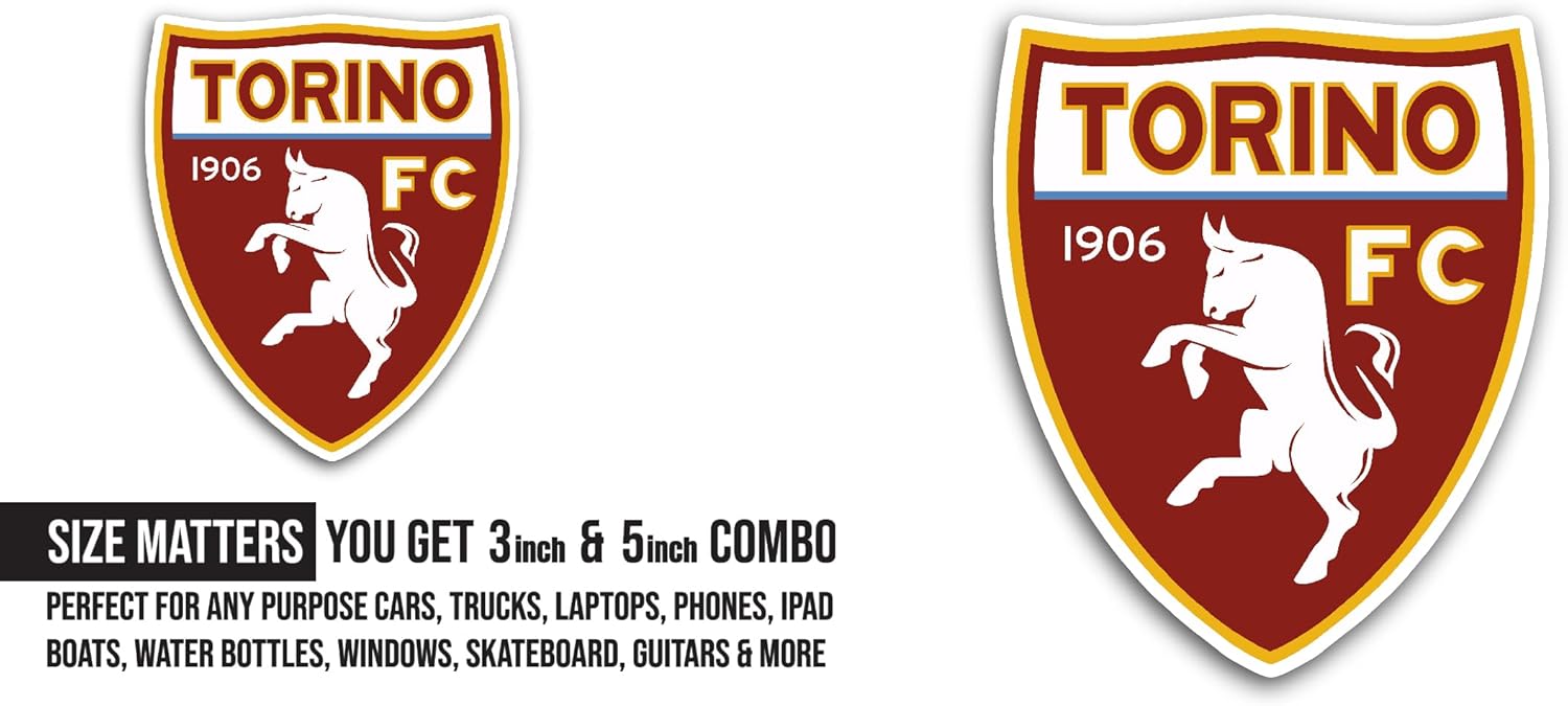 2 (Pieces) 3" and 5" T0rino Sticker, Waterproof Vinyl Decals for Many Purpose Like Cars, Trucks, Laptops, Phones, Windows and More