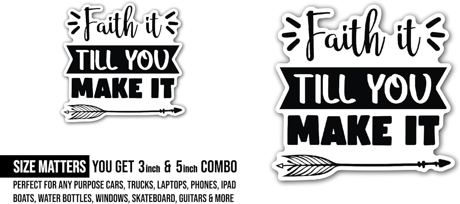 2 (Pieces) 3" and 5" Walk by Faith Sticker, Waterproof Vinyl Decals for Many Purpose Like Cars, Trucks, Laptops, Phones, Windows and More (Copy)