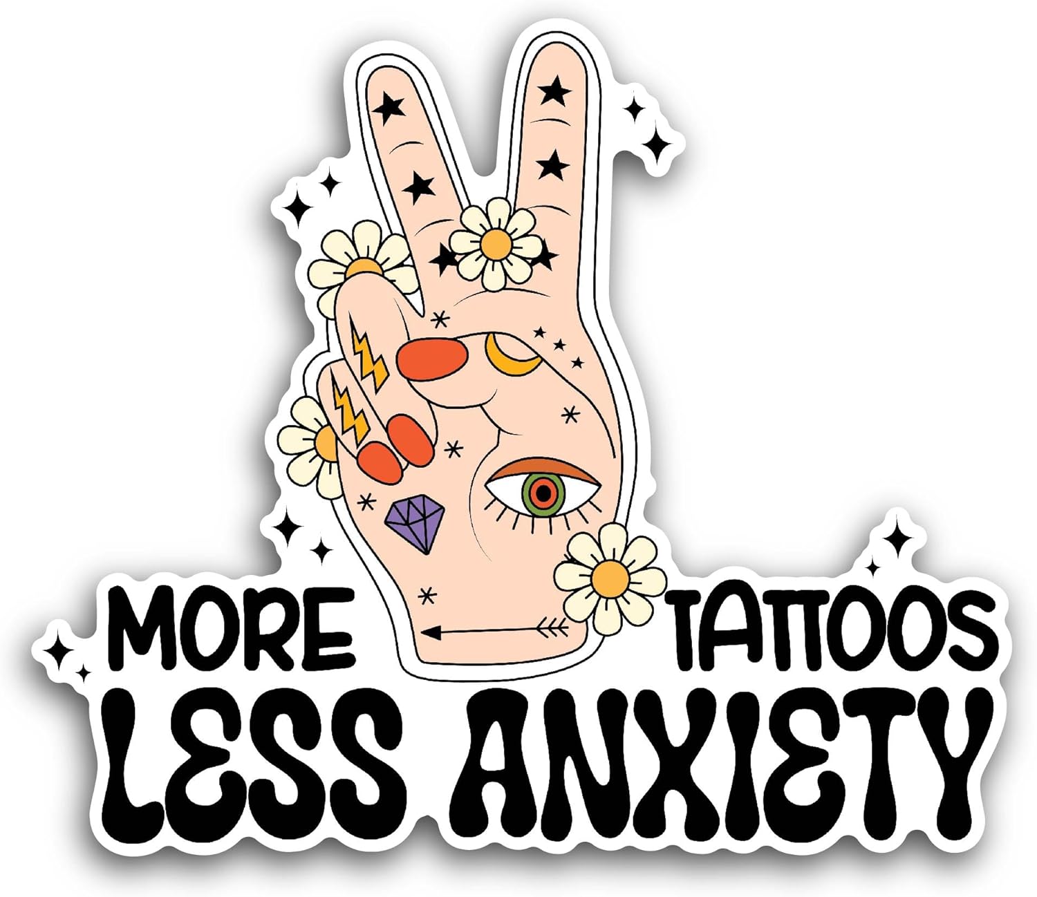 2 (Pieces) 3" and 5" More Tattoos Sticker, Waterproof Vinyl Decals for Many Purpose Like Cars, Trucks, Laptops, Phones, Windows and More