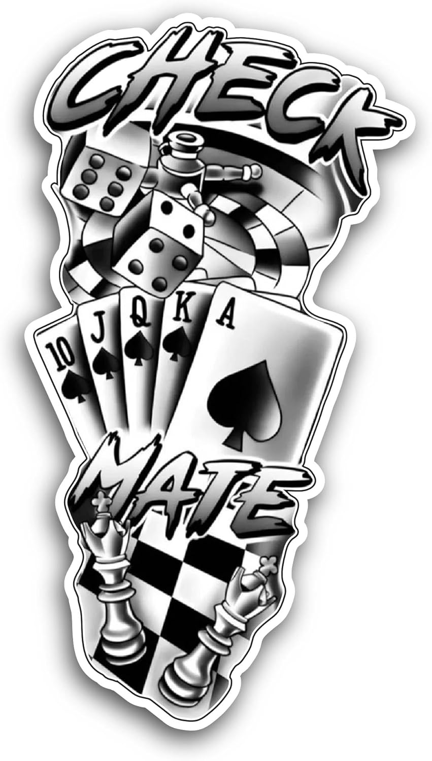 2 (Pieces) 3" and 5" Check Mate Sticker, Waterproof Vinyl Decals for Many Purpose Like Cars, Trucks, Laptops, Phones, Windows and More