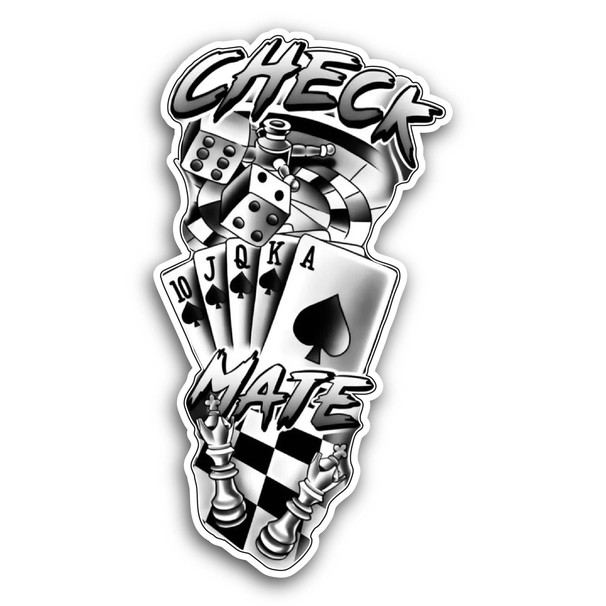 2 (Pieces) 3" and 5" Check Mate Sticker, Waterproof Vinyl Decals for Many Purpose Like Cars, Trucks,