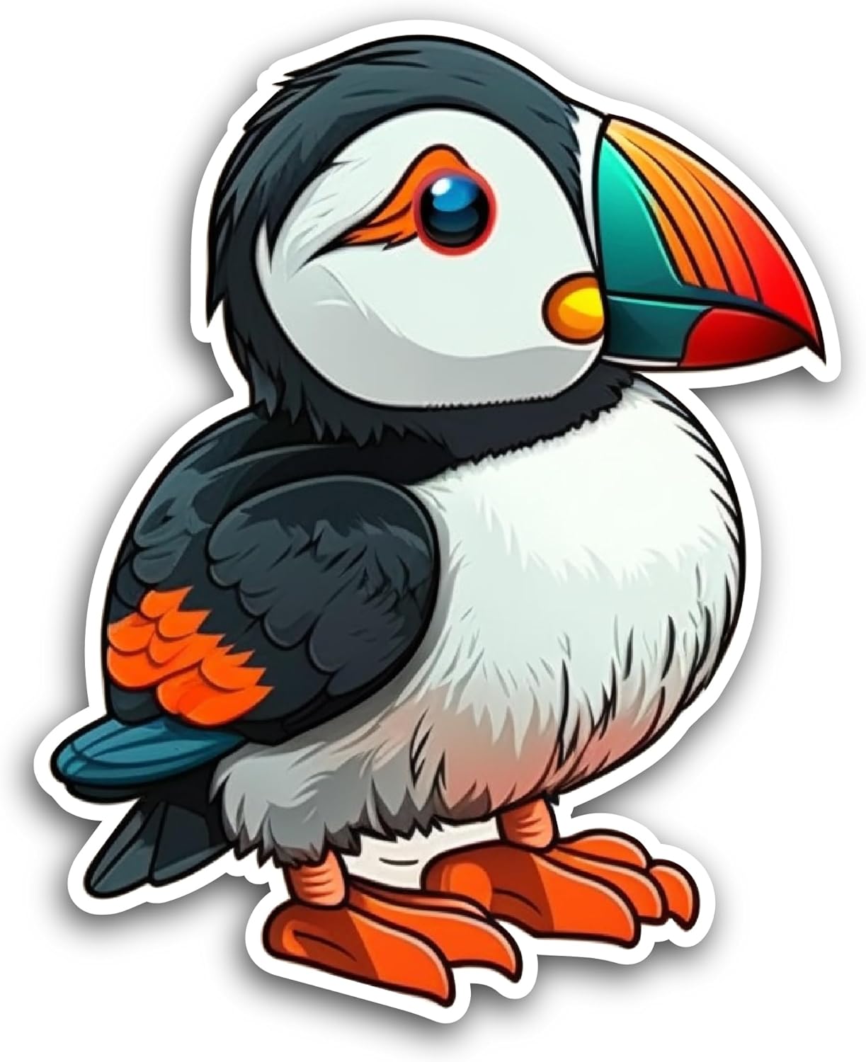 2 (Pieces) 3" and 5" Cartoon Puffin Sticker, Waterproof Vinyl Decals for Many Purpose Like Cars, Trucks, Laptops, Phones, Windows and More