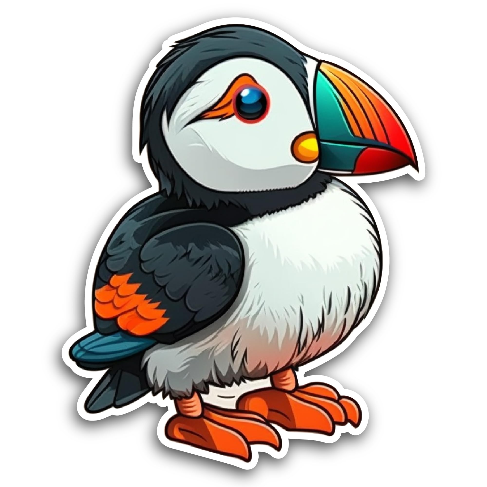 2 (Pieces) 3" and 5" Cartoon Puffin Sticker, Waterproof Vinyl Decals for Many Purpose Like Cars, Tru