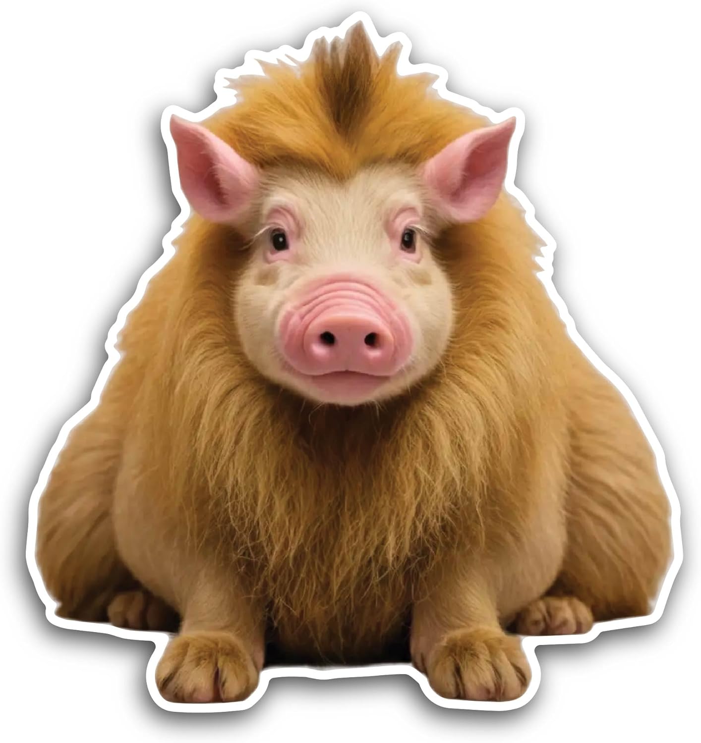 2 (Pieces) 3" and 5" Pig with Lion Fur Sticker, Waterproof Vinyl Decals for Many Purpose Like Cars, Trucks, Laptops, Phones, Windows and More