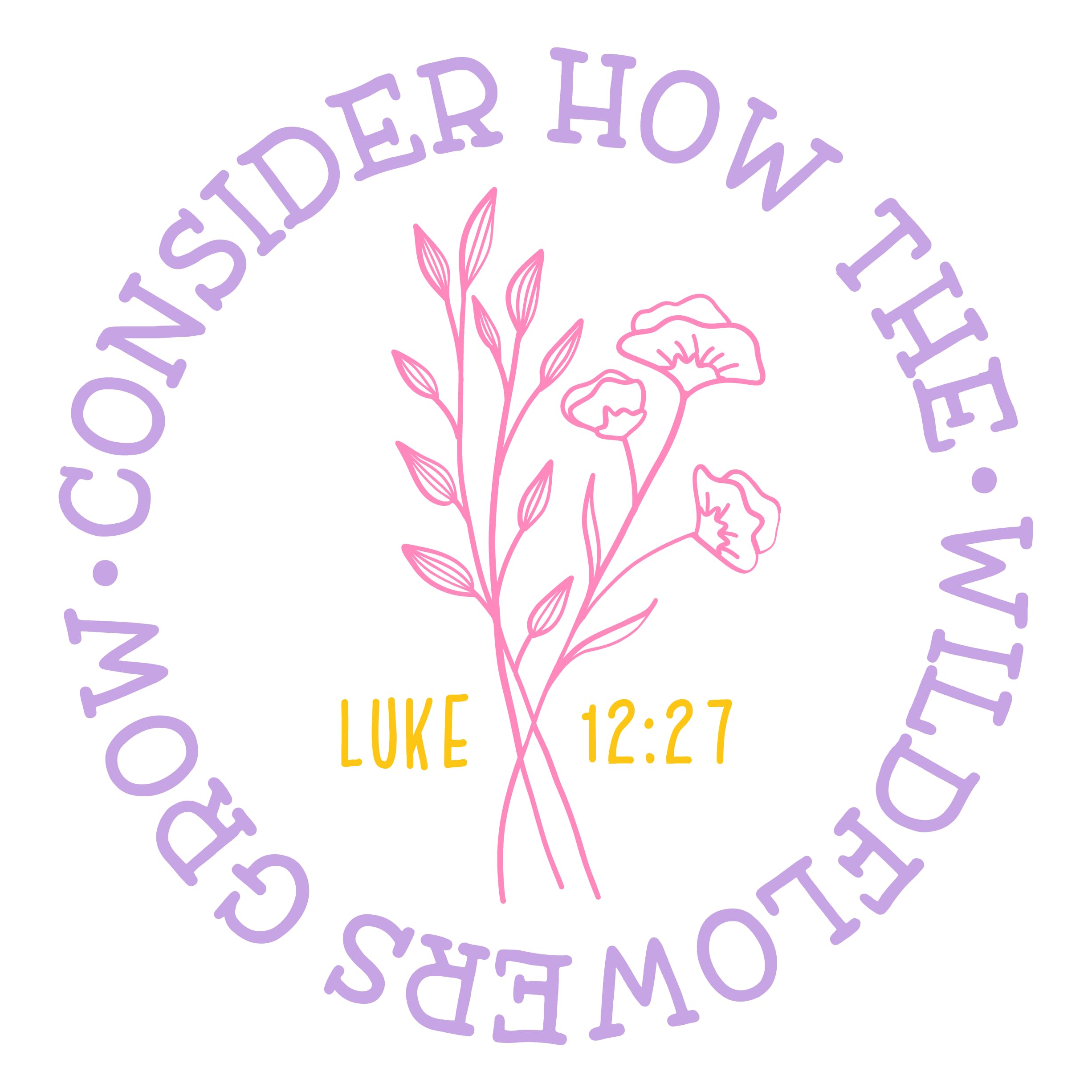 Inspirational Quote Consider How The Wildflowers Grow Luke 12:27" Motivational Sticker Vinyl Decal M