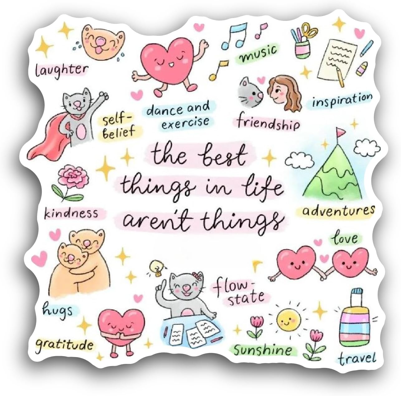 2 (Pieces) 3" and 5" Hand Drawn Animals with Lettering Sticker, Waterproof Vinyl Decals for Many Purpose Like Cars, Trucks, Laptops, Phones, Windows and More