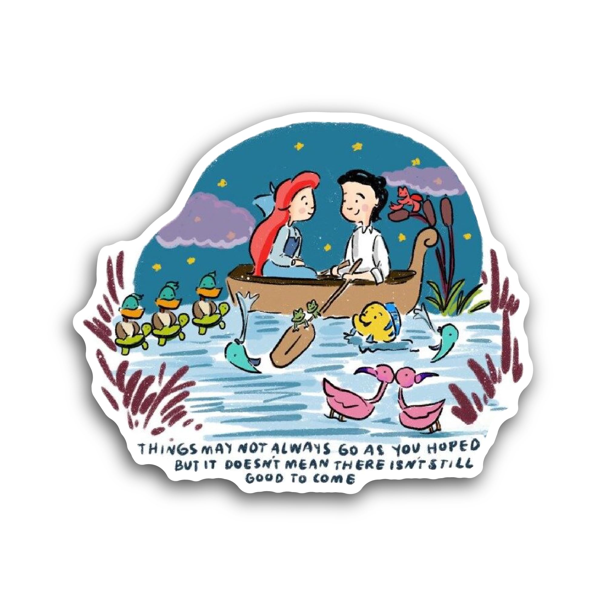 2 (Pieces) 3" and 5" Pedal Boat Couple Sticker, Waterproof Vinyl Decals for Many Purpose Like Cars, 