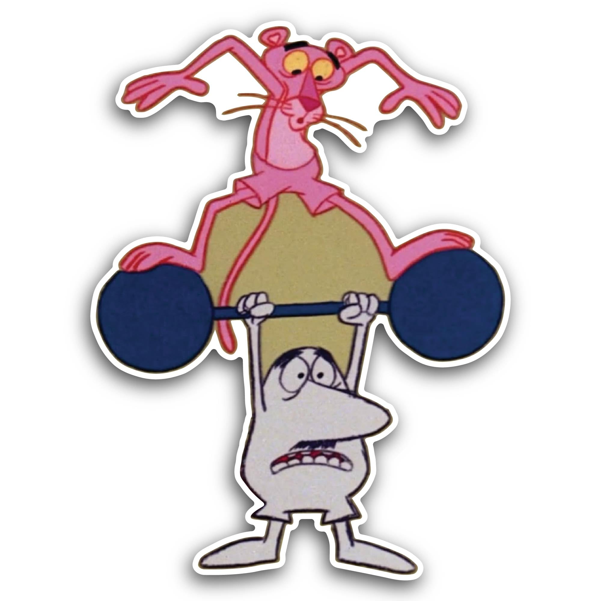 2 (Pieces) 3" and 5" Pink Color Panther Cartoon Character Sticker, Waterproof Vinyl Decals for Many 