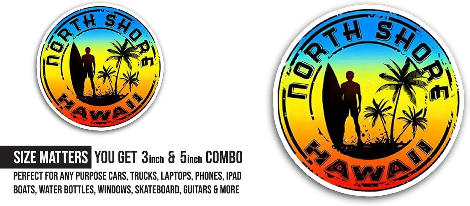 2 (Pieces) 3" and 5" N0rth Shore Sticker, Waterproof Vinyl Decals for Many Purpose Like Cars, Trucks, Laptops, Phones, Windows and More
