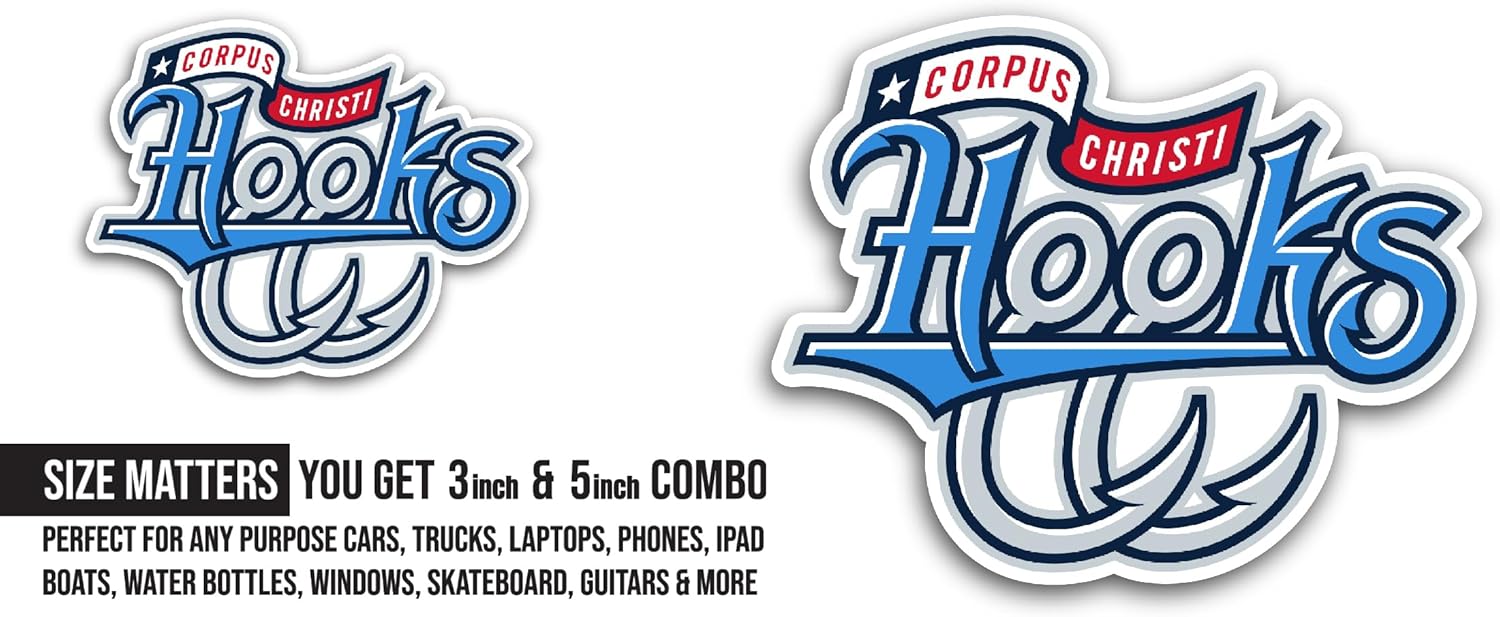 2 (Pieces) 3" and 5" C0rpus Christi Hooks Sticker, Waterproof Vinyl Decals for Many Purpose Like Cars, Trucks, Laptops, Phones, Windows and More