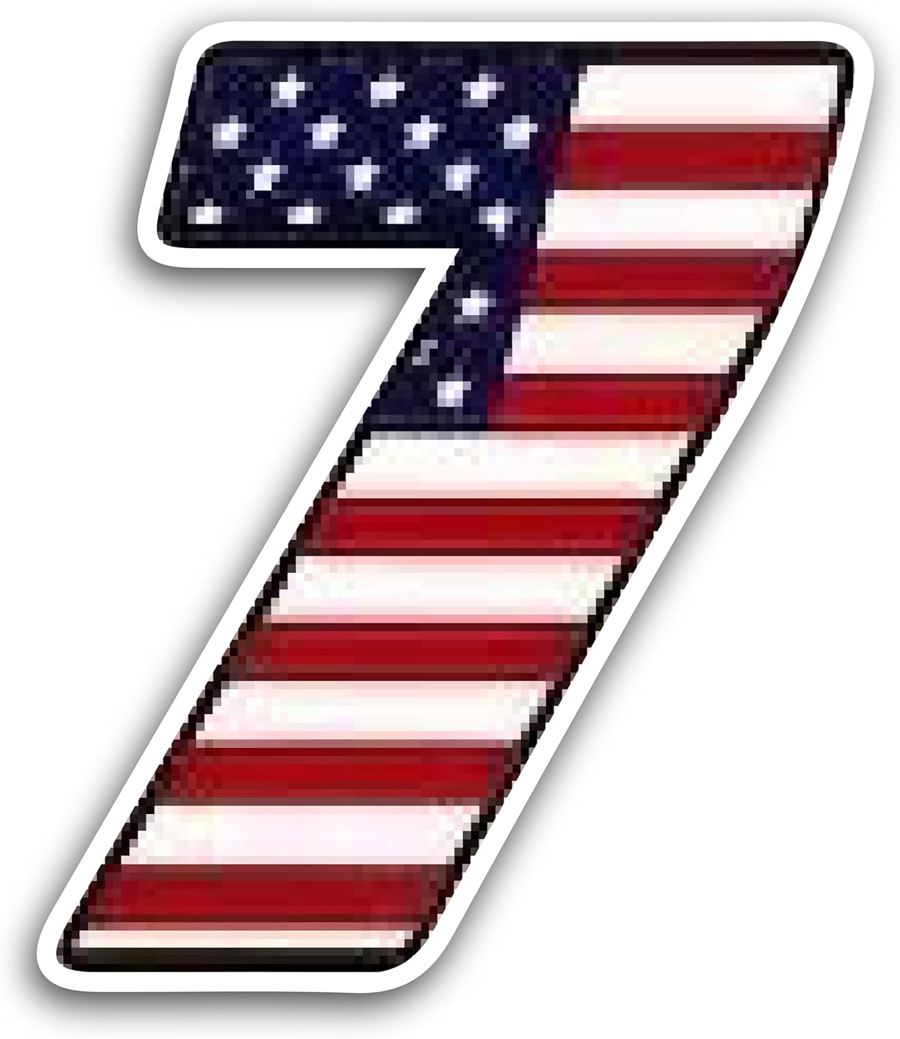 2 (Pieces) 3" and 5" Number Seven in American Flag Color Decal Sticker, Waterproof Vinyl Decals for Many Purpose Like Cars, Trucks, Laptops, Phones, Windows and More