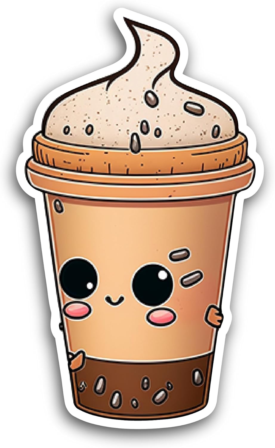 2 (Pieces) 3" and 5" Iced Coffee Sticker, Waterproof Vinyl Decals for Many Purpose Like Cars, Trucks, Laptops, Phones, Windows and More