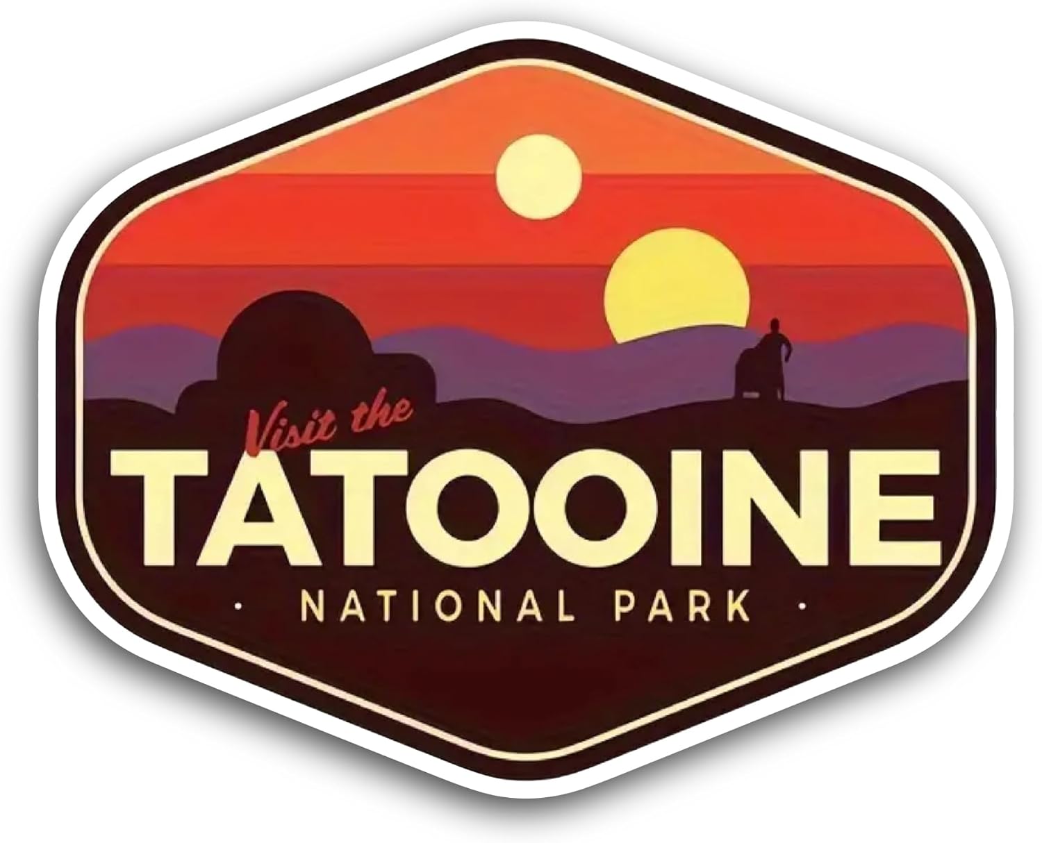 2 (Pieces) 3" and 5" Tatooine National Park Sticker, Waterproof Vinyl Decals for Many Purpose Like Cars, Trucks, Laptops, Phones, Windows and More