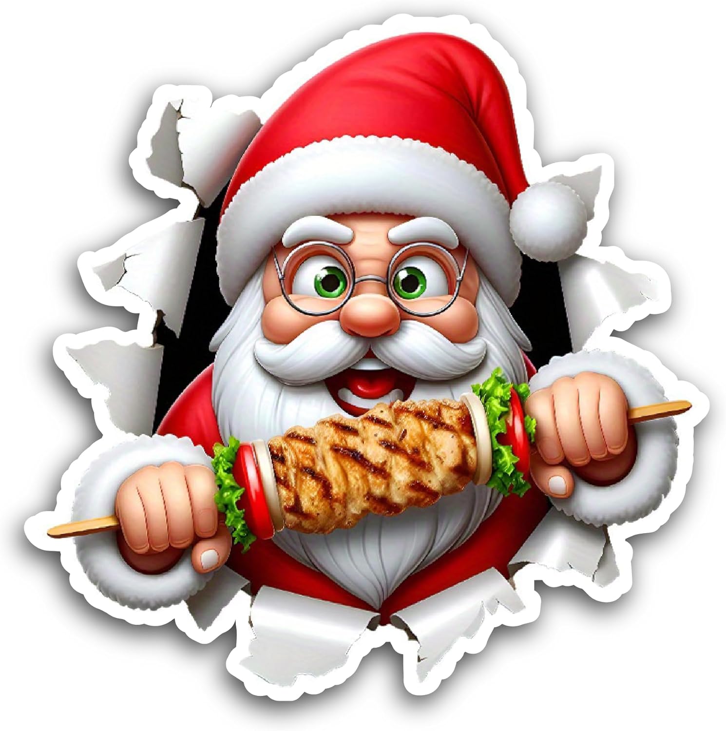 2 (Pieces) 3" and 5" Funny Santa Sticker, Waterproof Vinyl Decals for Many Purpose Like Cars, Trucks, Laptops, Phones, Windows and More