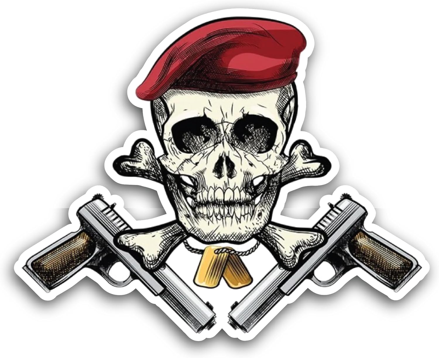 2 (Pieces) 3" and 5" Soldier Skull Sticker, Waterproof Vinyl Decals for Many Purpose Like Cars, Trucks, Laptops, Phones, Windows and More