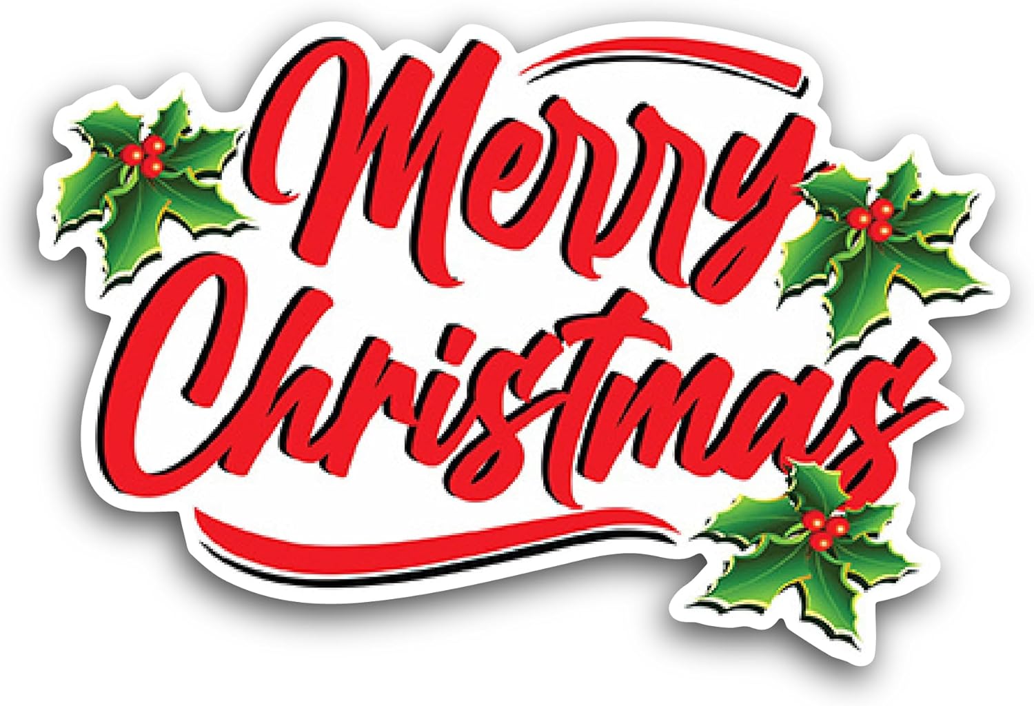 2 (Pieces) 3" and 5" Merry Christmas Wish Sticker, Waterproof Vinyl Decals for Many Purpose Like Cars, Trucks, Laptops, Phones, Windows and More