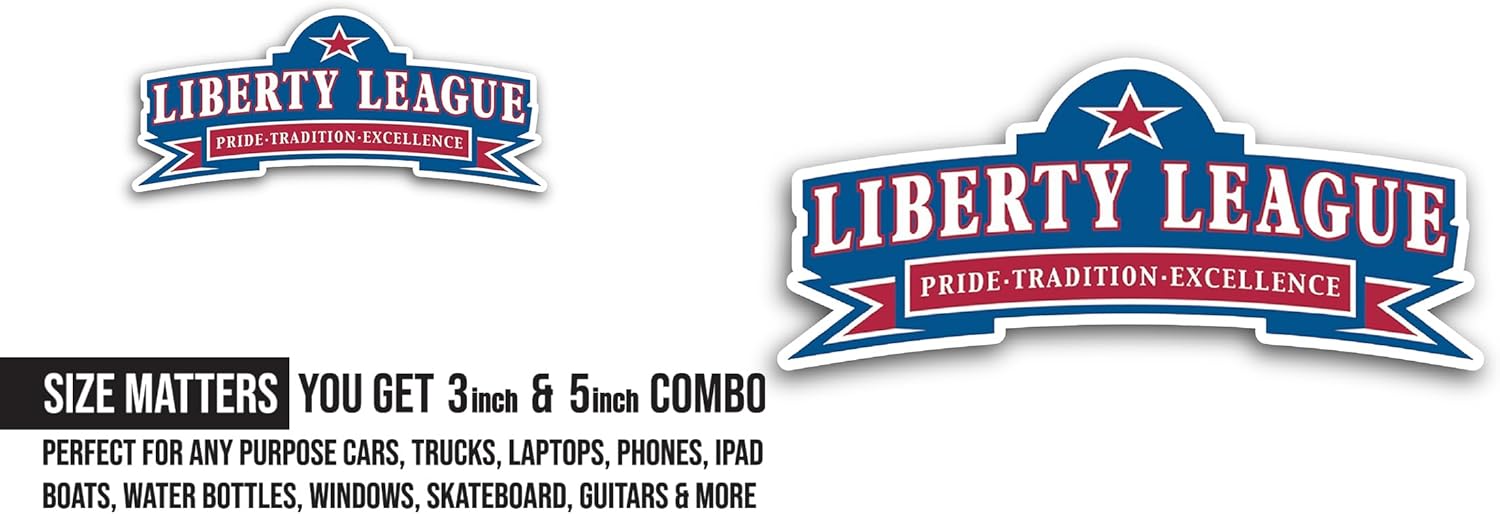 2 (Pieces) 3" and 5" Liberty L3ague Logo Sticker, Waterproof Vinyl Decals for Many Purpose Like Cars, Trucks, Laptops, Phones, Windows and More