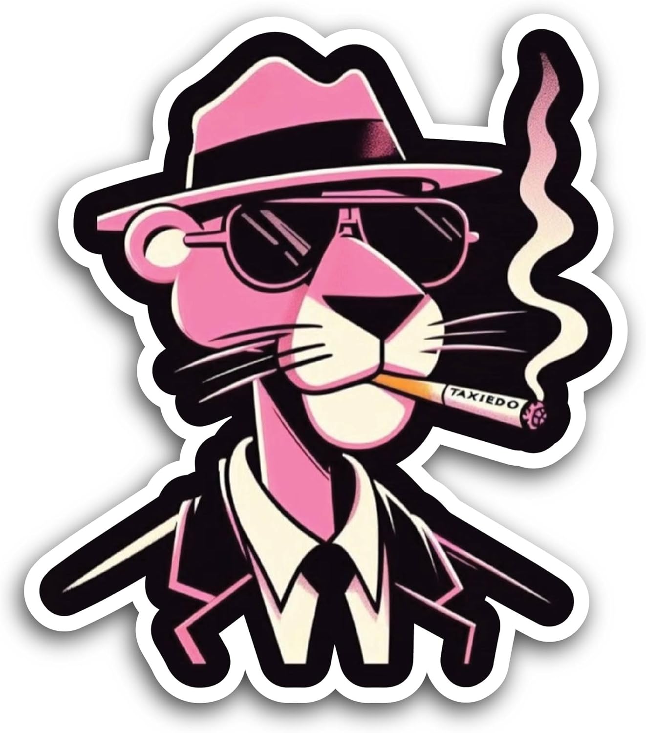 2 (Pieces) 3" and 5" Smoking Pink Panther Sticker, Waterproof Vinyl Decals for Many Purpose Like Cars, Trucks, Laptops, Phones, Windows and More