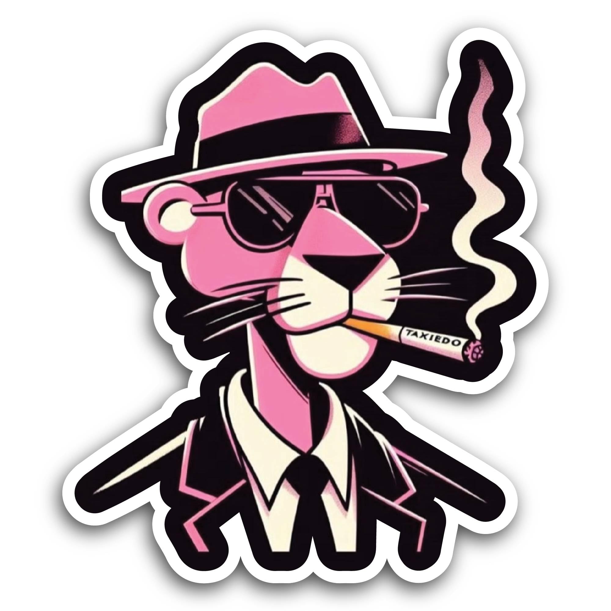 2 (Pieces) 3" and 5" Smoking Pink Panther Sticker, Waterproof Vinyl Decals for Many Purpose Like Car